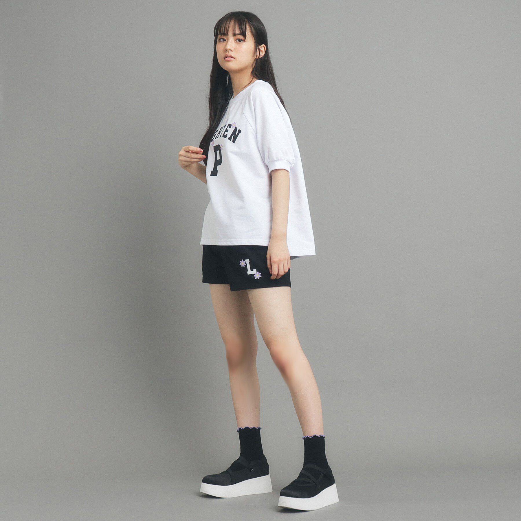 PINK-latte「【130cmあり/セットアイテム】裏毛カレッジプリント」|その他|