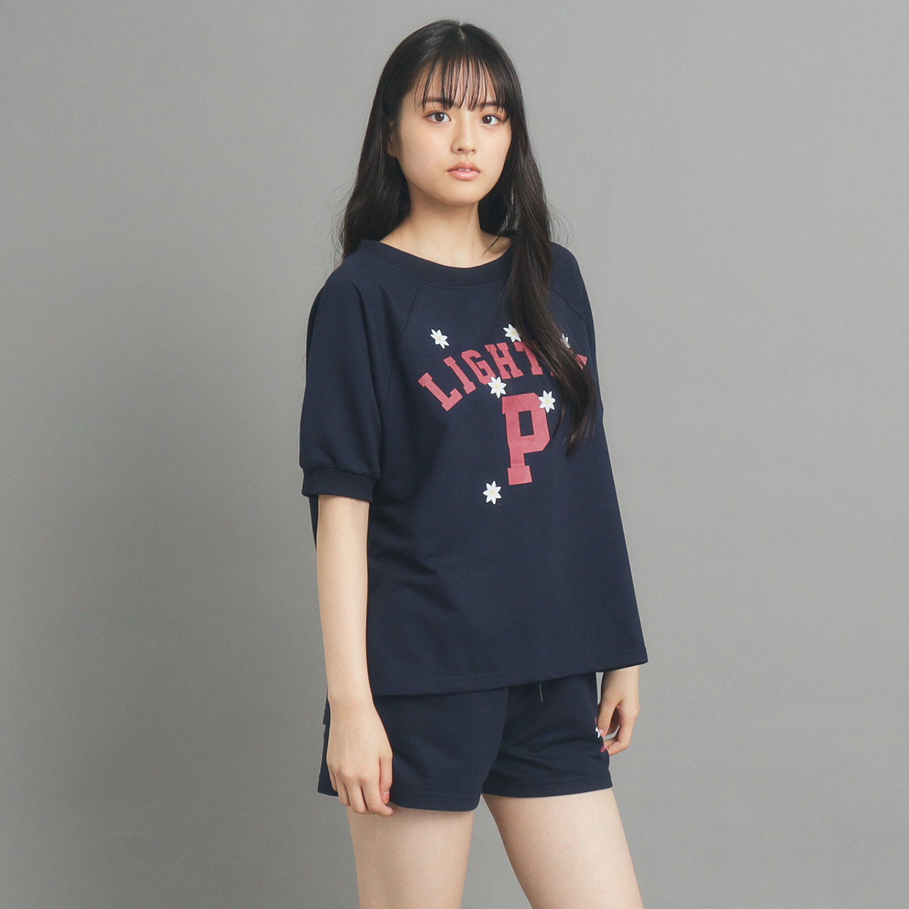 PINK-latte「【130cmあり/セットアイテム】裏毛カレッジプリント」|その他|ネイビー(094)