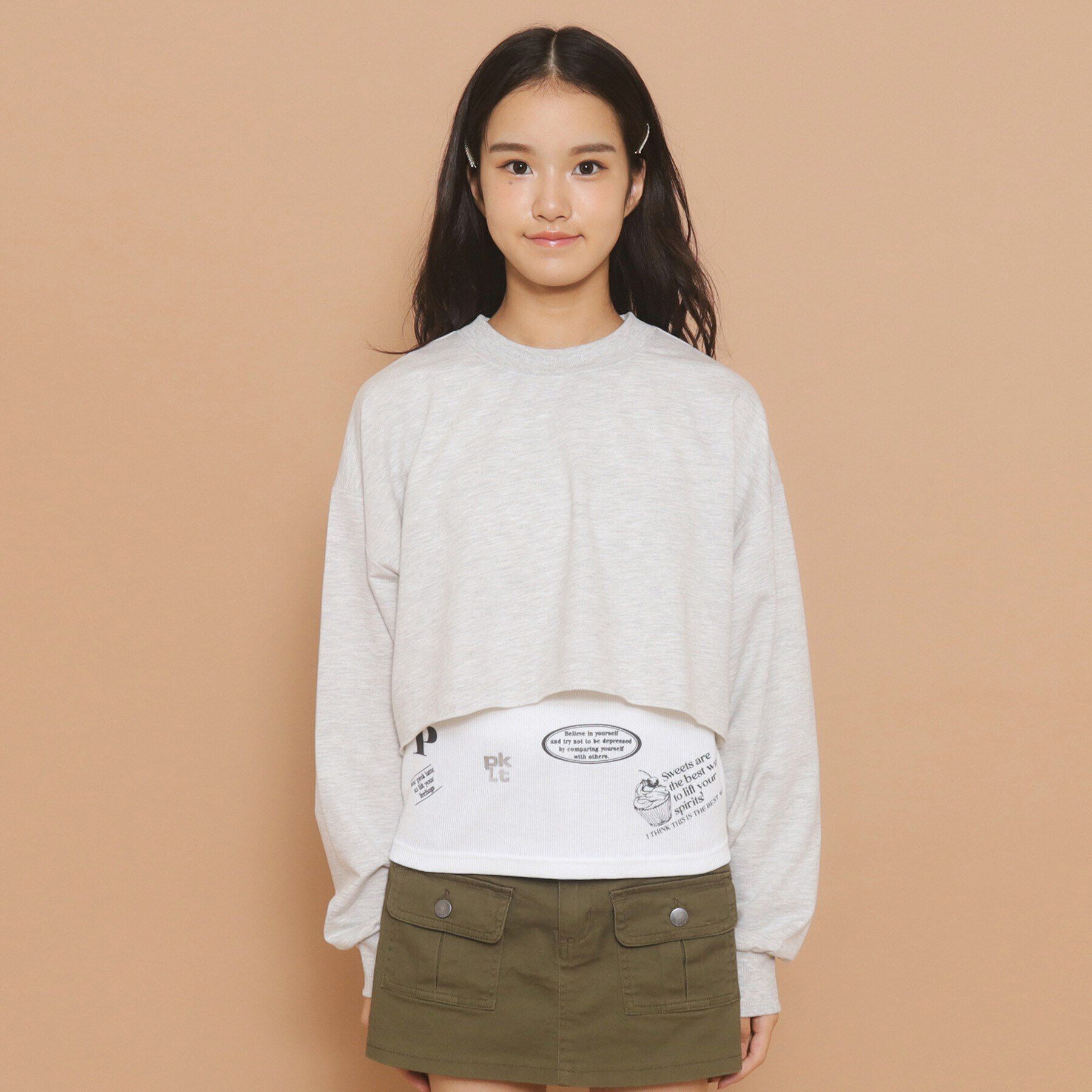 PINK-latte「【130cmあり／セットアイテム】レイヤード トップス」|その他|