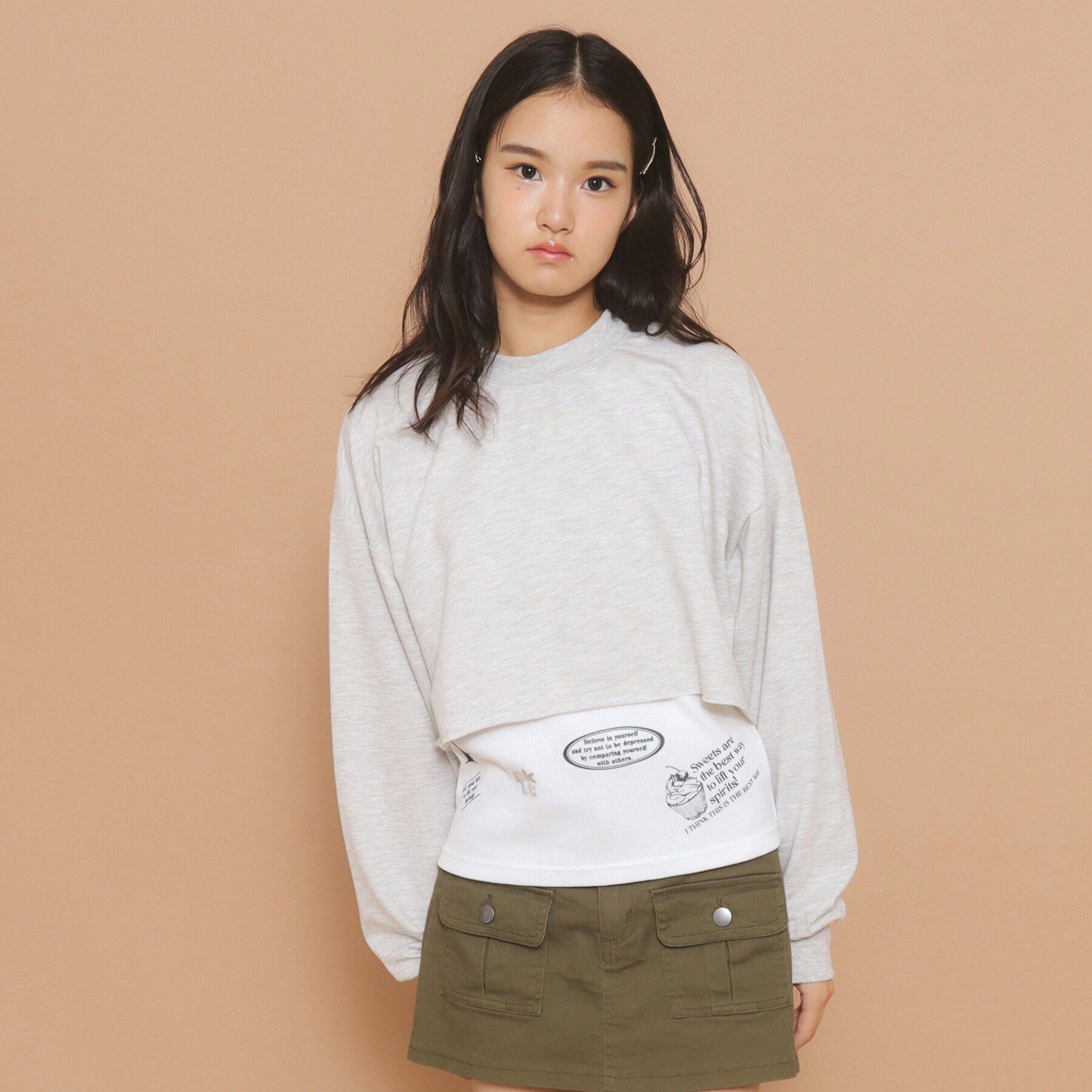 PINK-latte「【130cmあり／セットアイテム】レイヤード トップス」|その他|