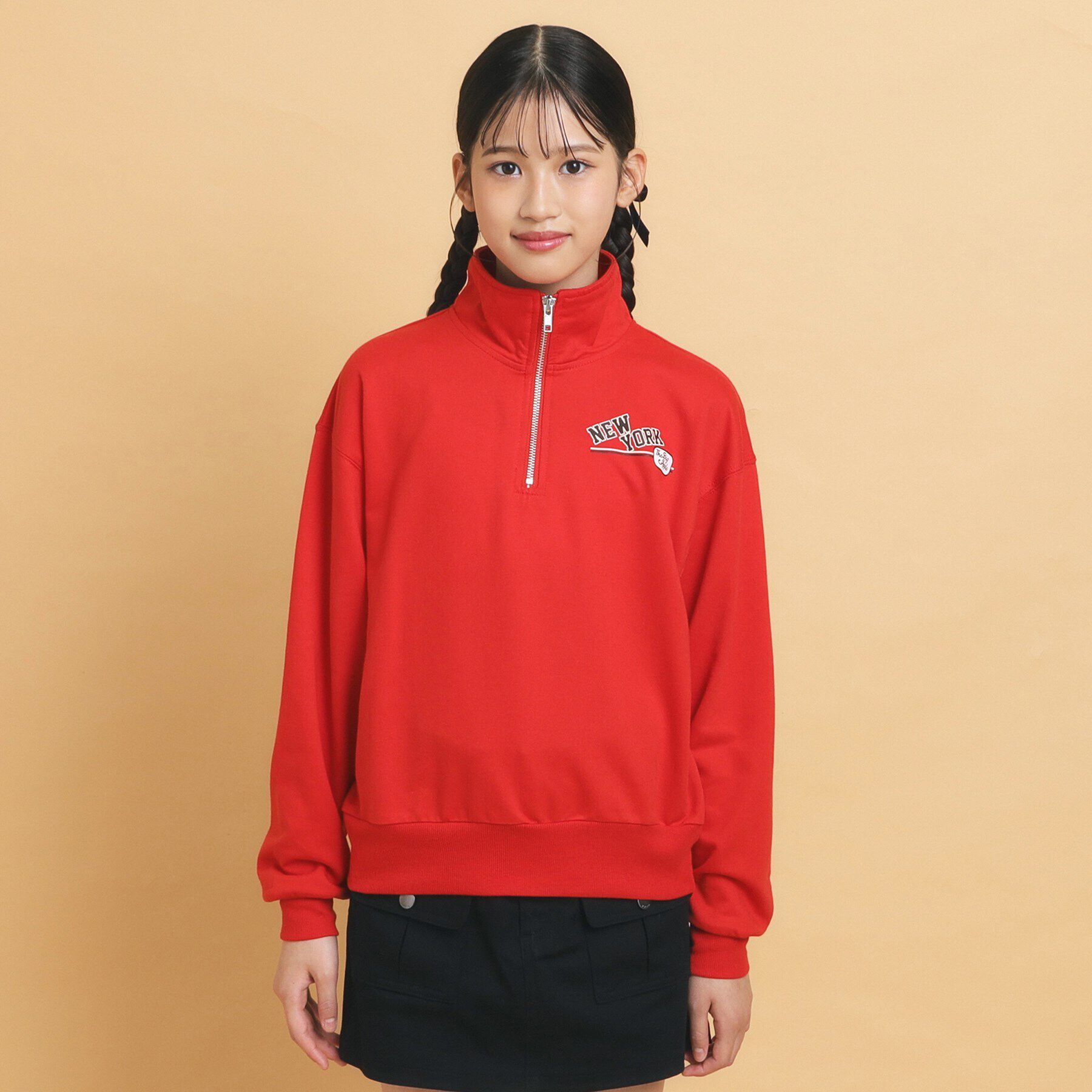 PINK-latte「【130cmあり】ハーフジッププルオーバー」|Tシャツ・カットソー|