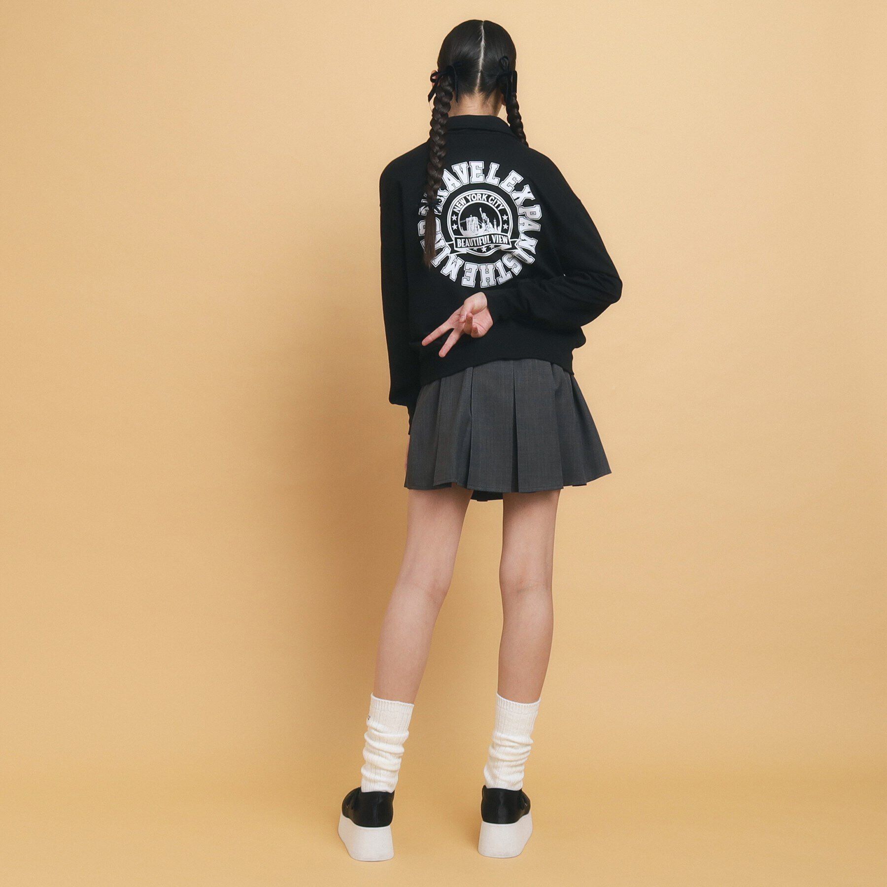 PINK-latte「【130cmあり】ハーフジッププルオーバー」|Tシャツ・カットソー|