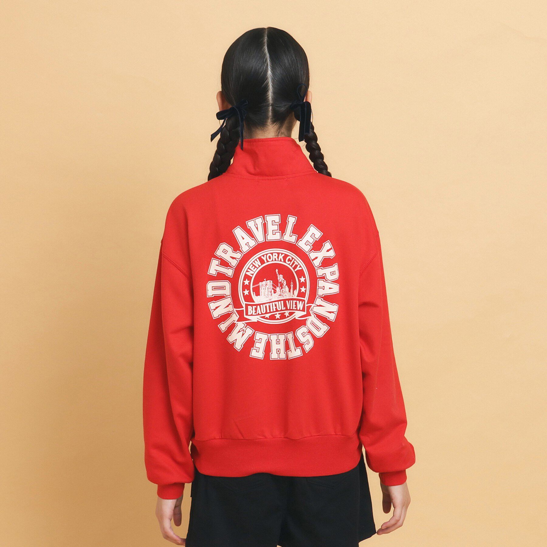 PINK-latte「【130cmあり】ハーフジッププルオーバー」|Tシャツ・カットソー|