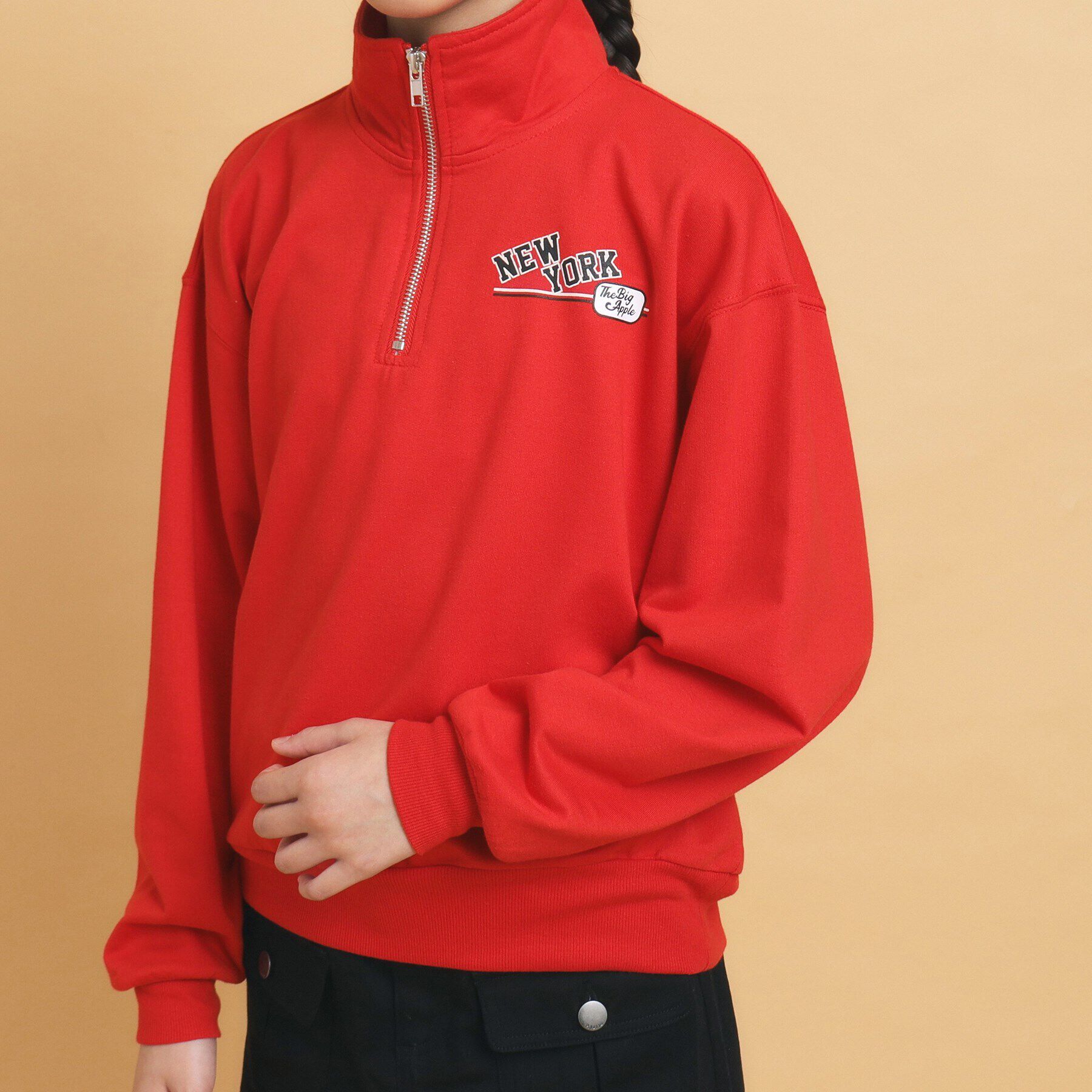 PINK-latte「【130cmあり】ハーフジッププルオーバー」|Tシャツ・カットソー|