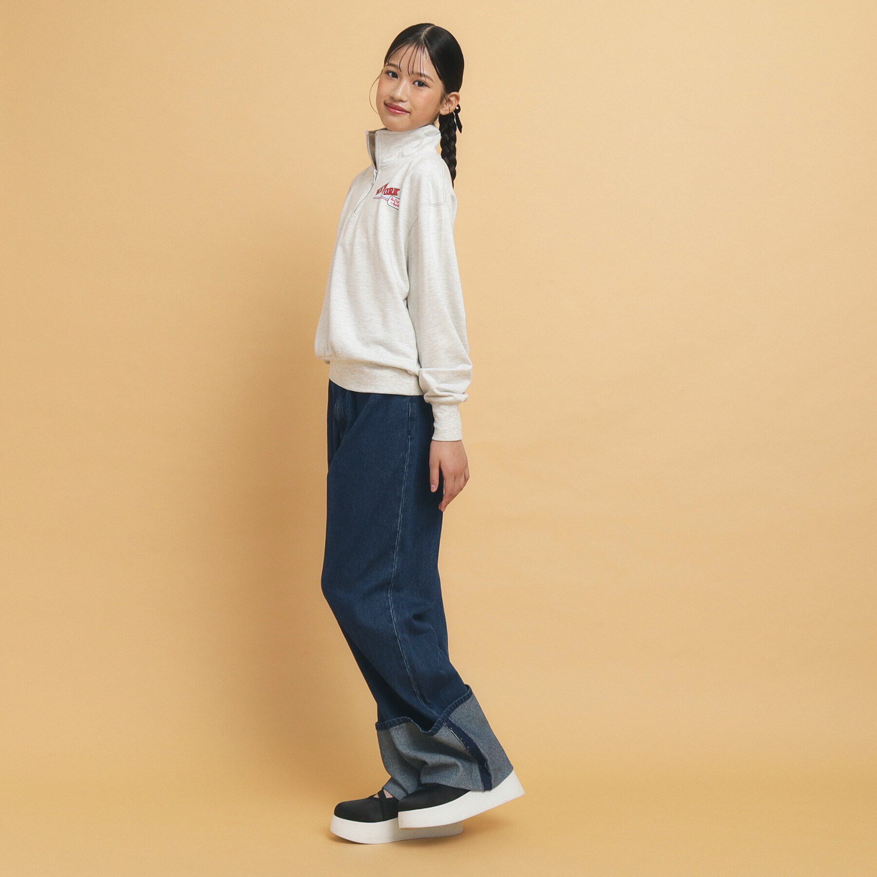 PINK-latte「【130cmあり】ハーフジッププルオーバー」|Tシャツ・カットソー|