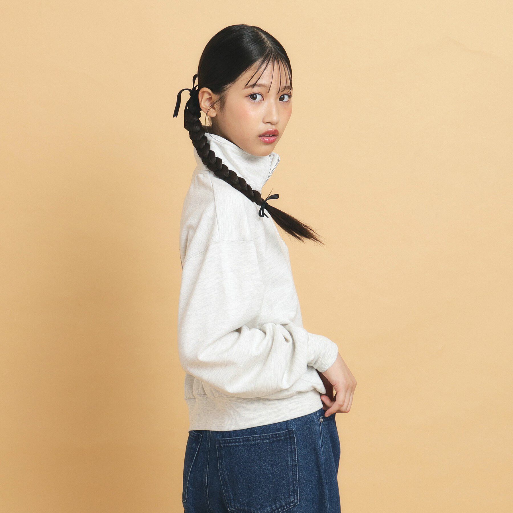 PINK-latte「【130cmあり】ハーフジッププルオーバー」|Tシャツ・カットソー|