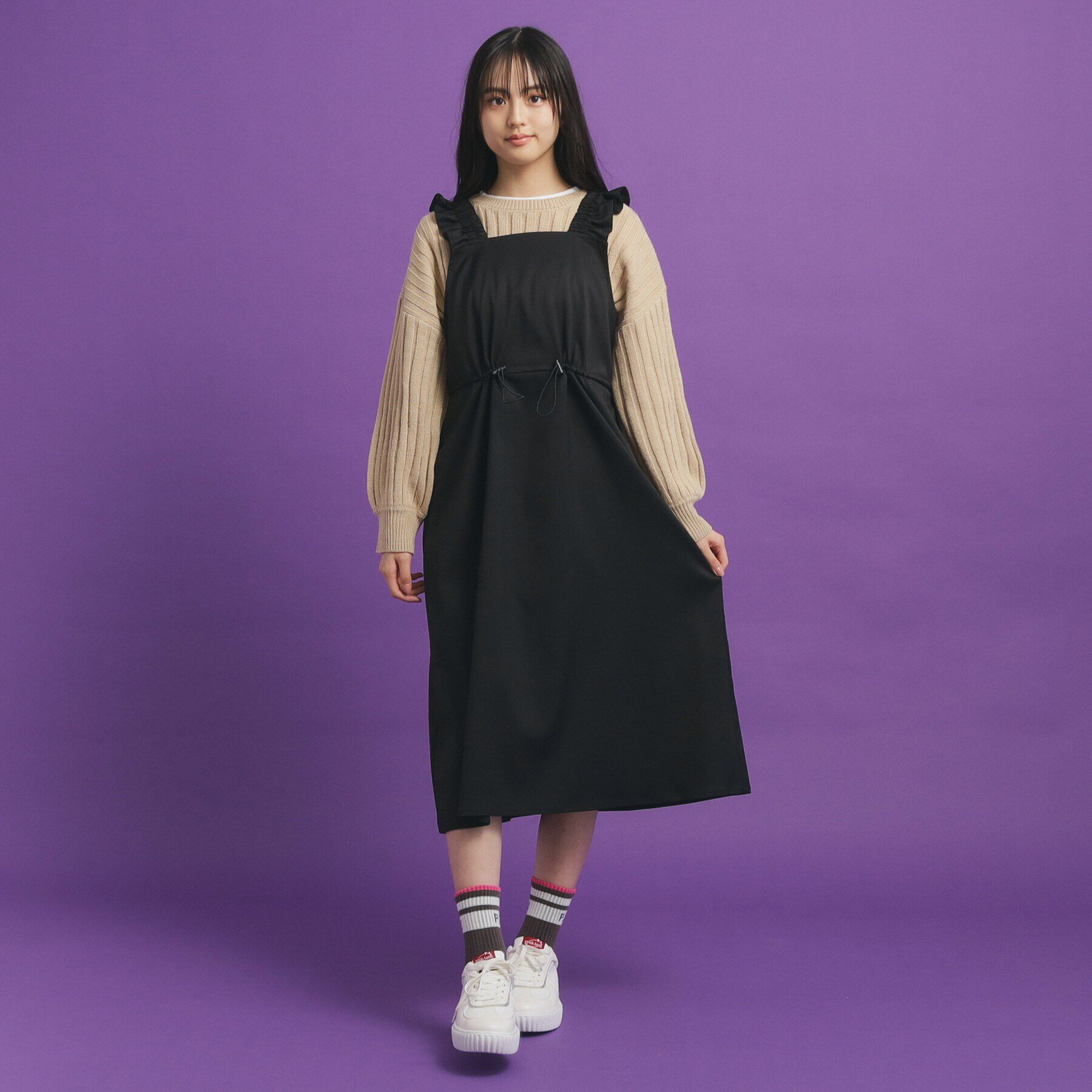 PINK-latte「肩フリルジャンスカ」|ワンピース|