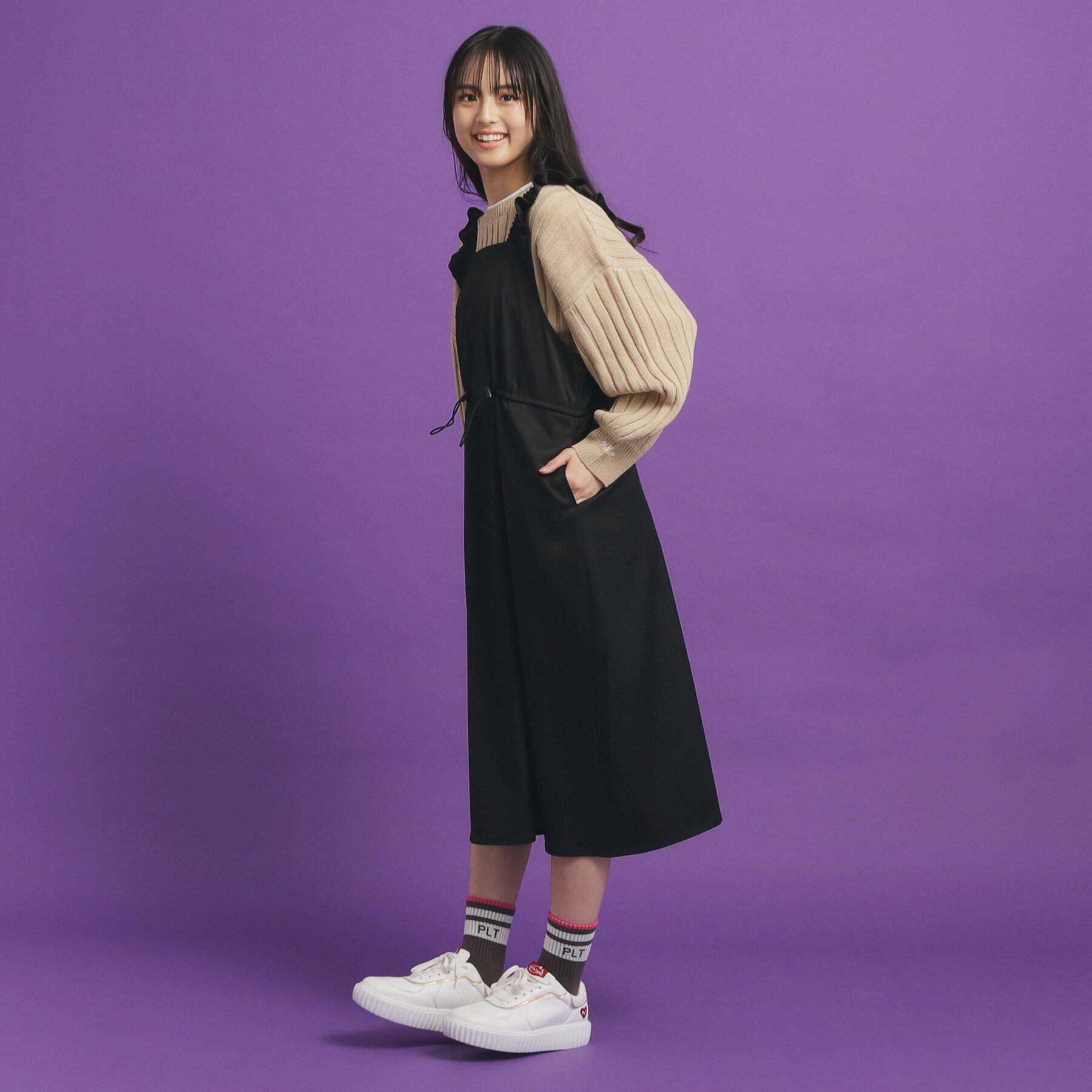 PINK-latte「肩フリルジャンスカ」|ワンピース|