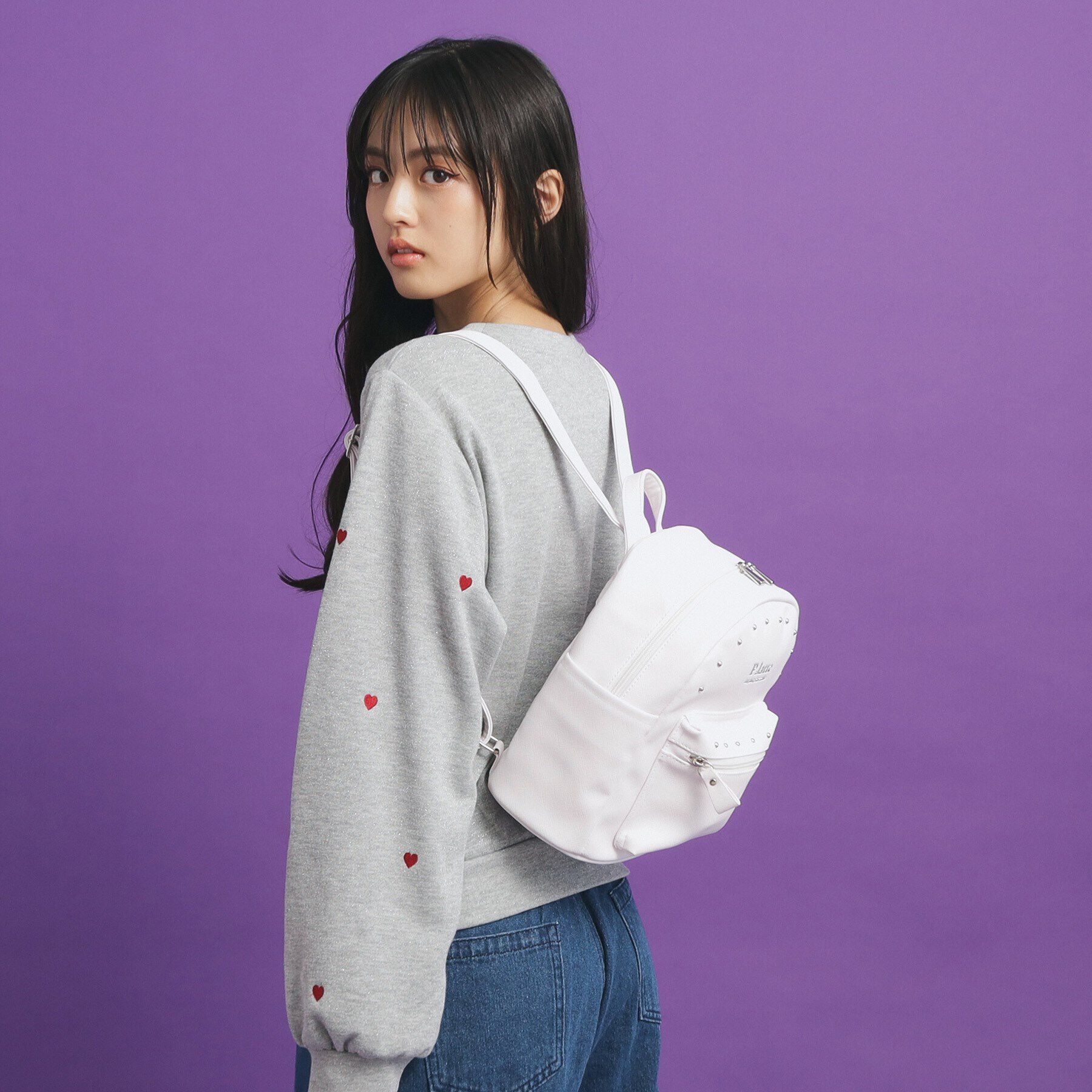 PINK-latte「ラインスタッズミニリュック」|リュック|