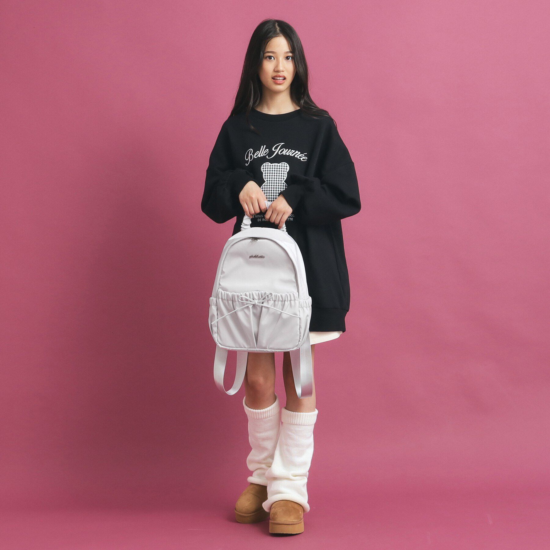 PINK-latte「リボンギャザーリュック」|リュック|