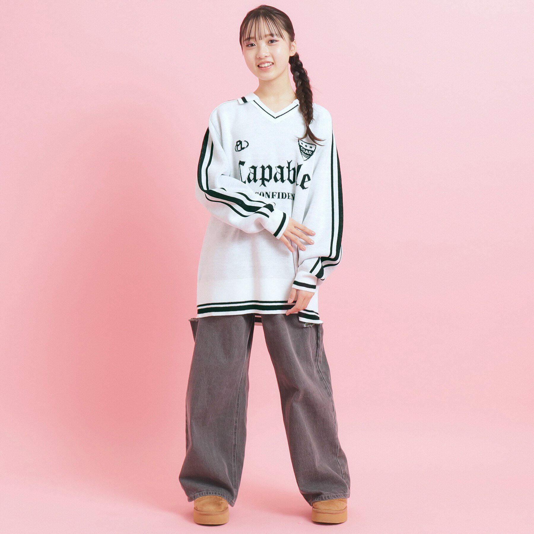 PINK-latte「【ブロークコア】ユニフォームスタイルニット」|ニット・セーター|