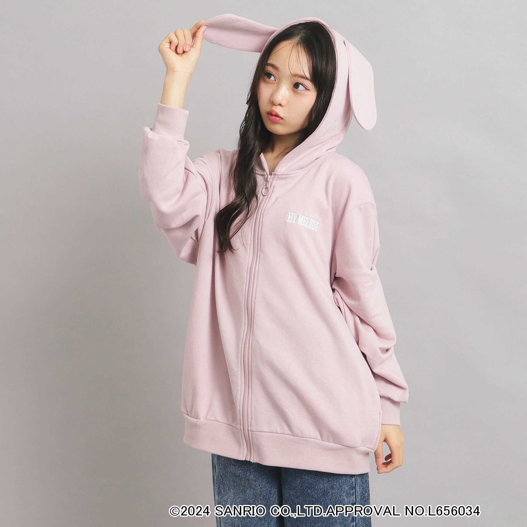 PINK-latte「【サンリオキャラクターズコラボ】耳付きフードパーカー」|パーカー|