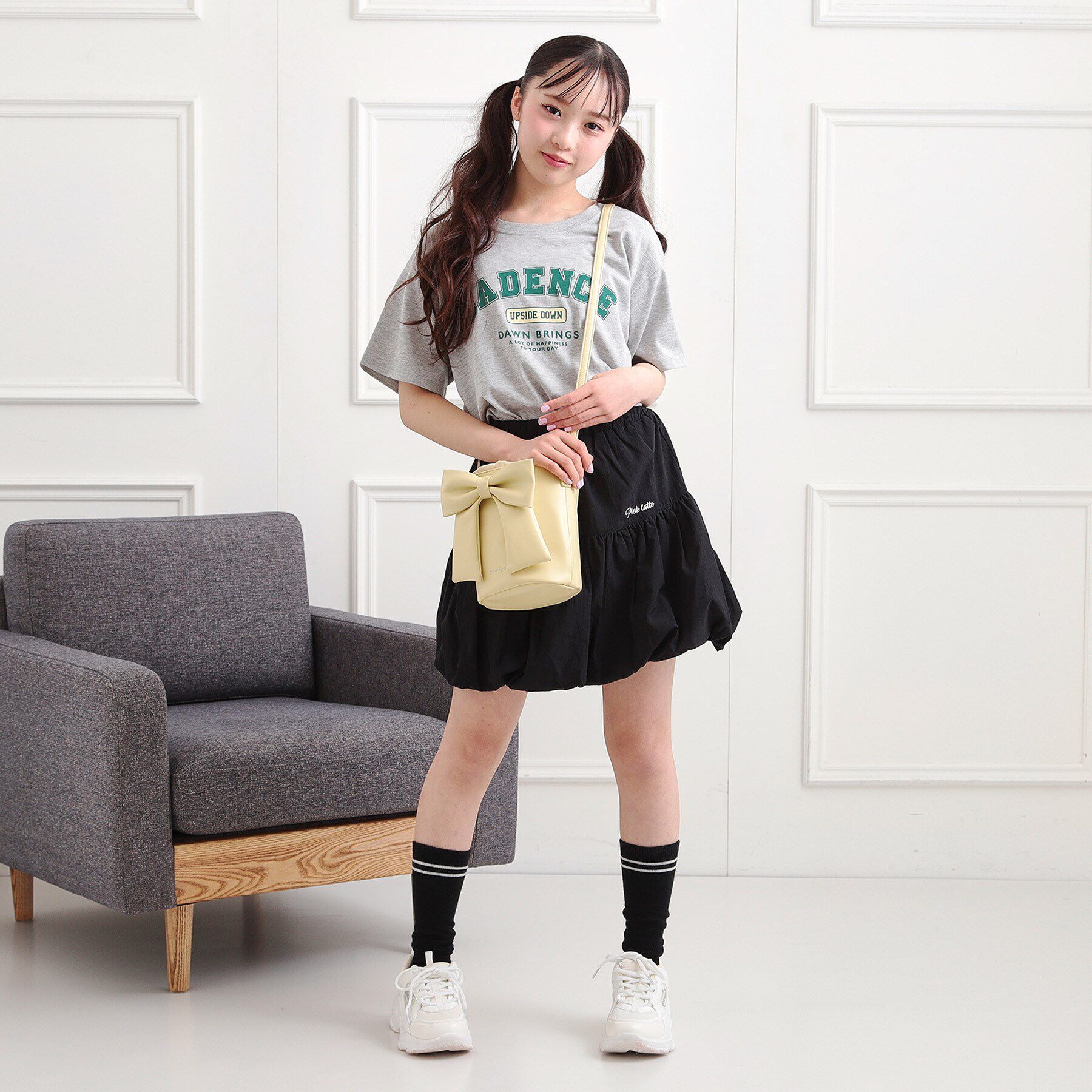 PINK-latte「リボン巾着バッグ」|ショルダー・メッセンジャー|