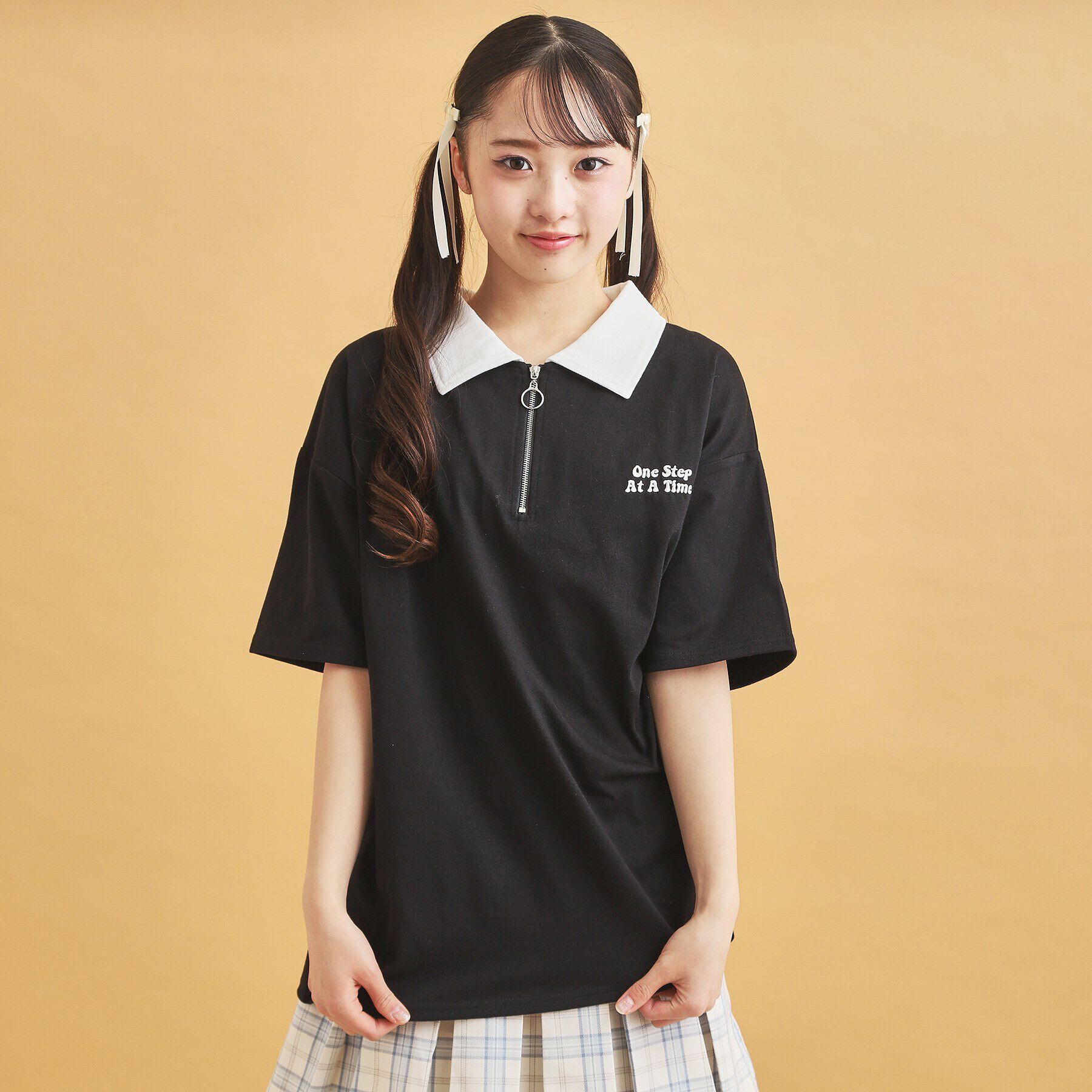 PINK-latte「ハーフジップ衿付きTシャツ」|Tシャツ・カットソー|