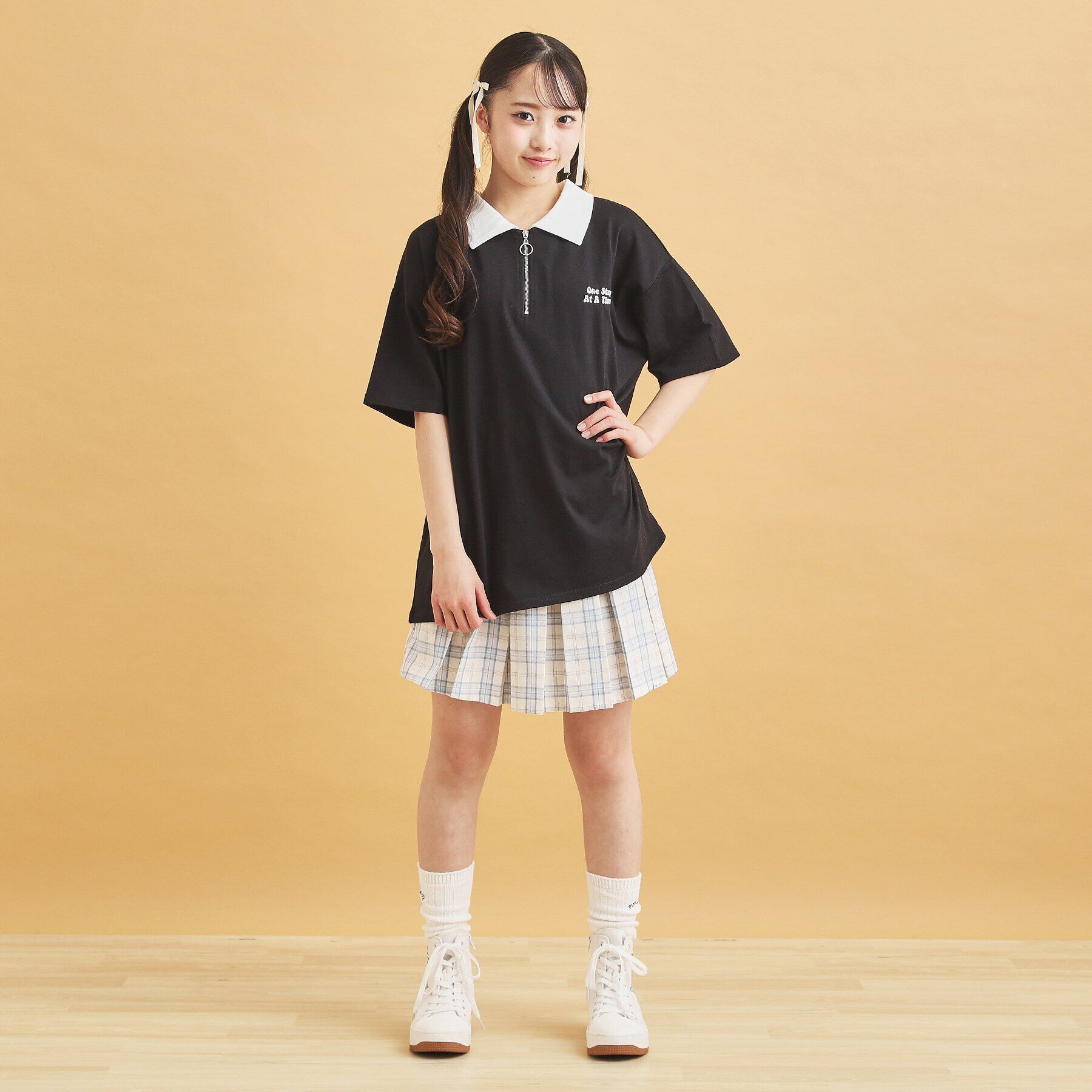 PINK-latte「ハーフジップ衿付きTシャツ」|Tシャツ・カットソー|