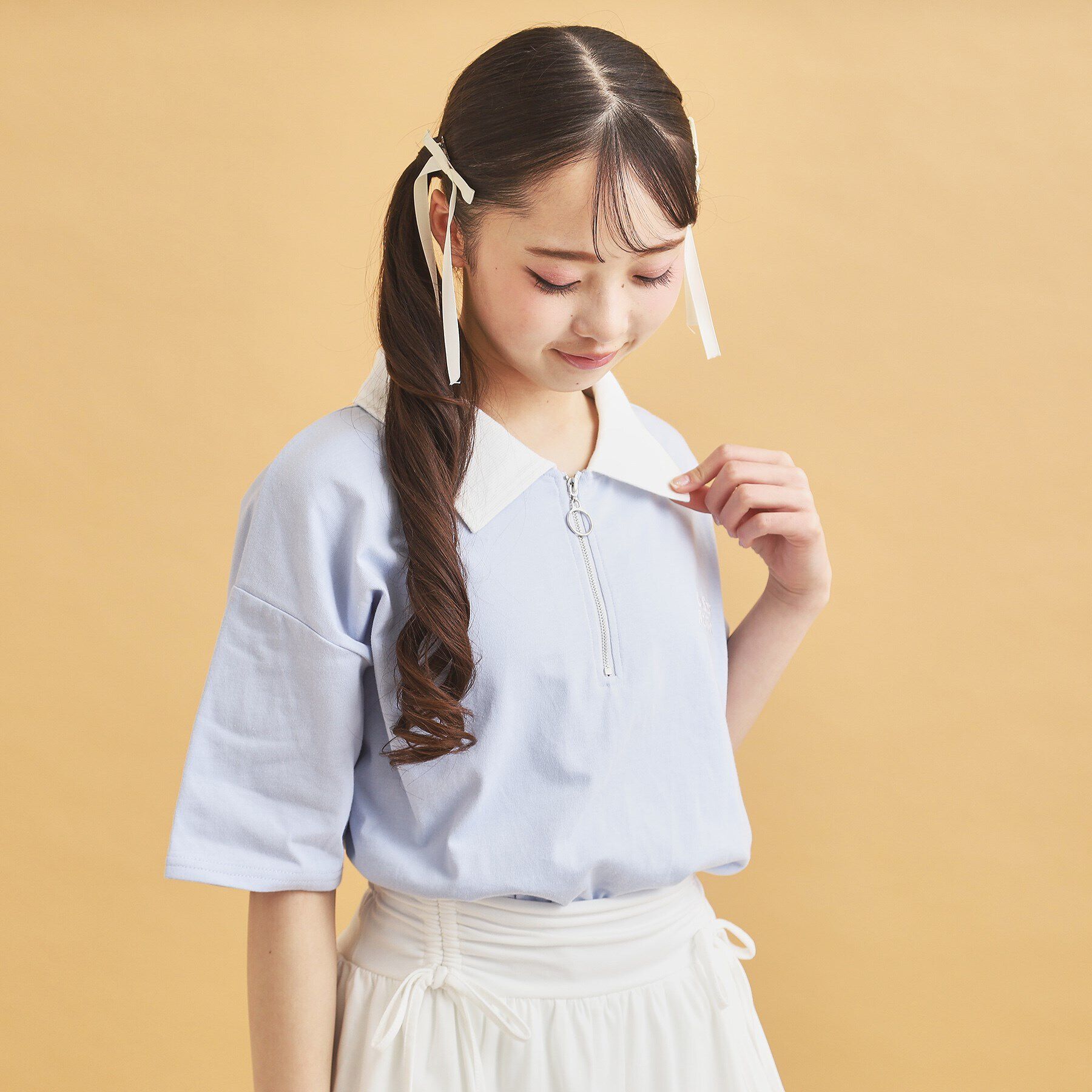 PINK-latte「ハーフジップ衿付きTシャツ」|Tシャツ・カットソー|