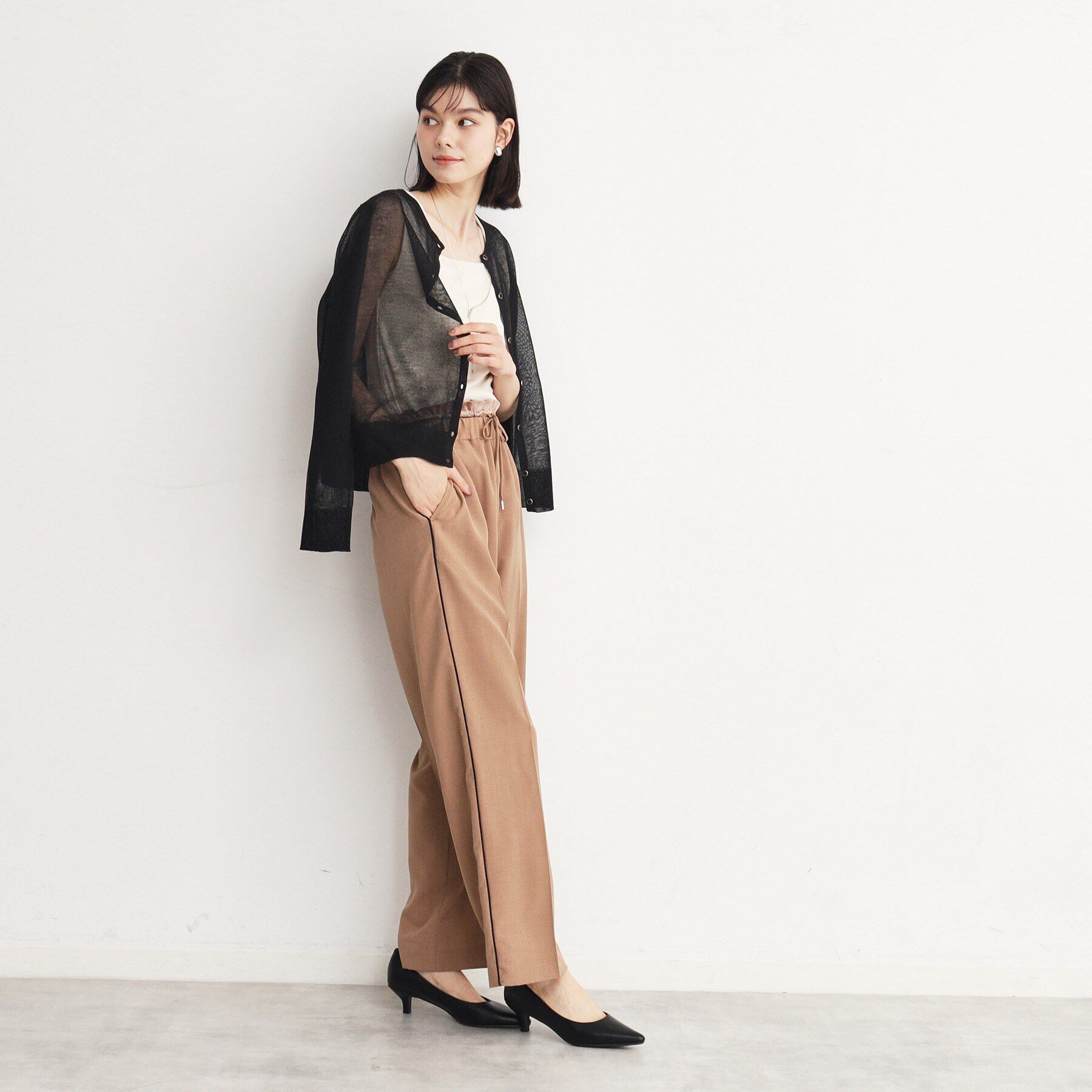 THE SHOP TK「【上品な透け感】シアークルーカーディガン/洗える」|カーディガン|