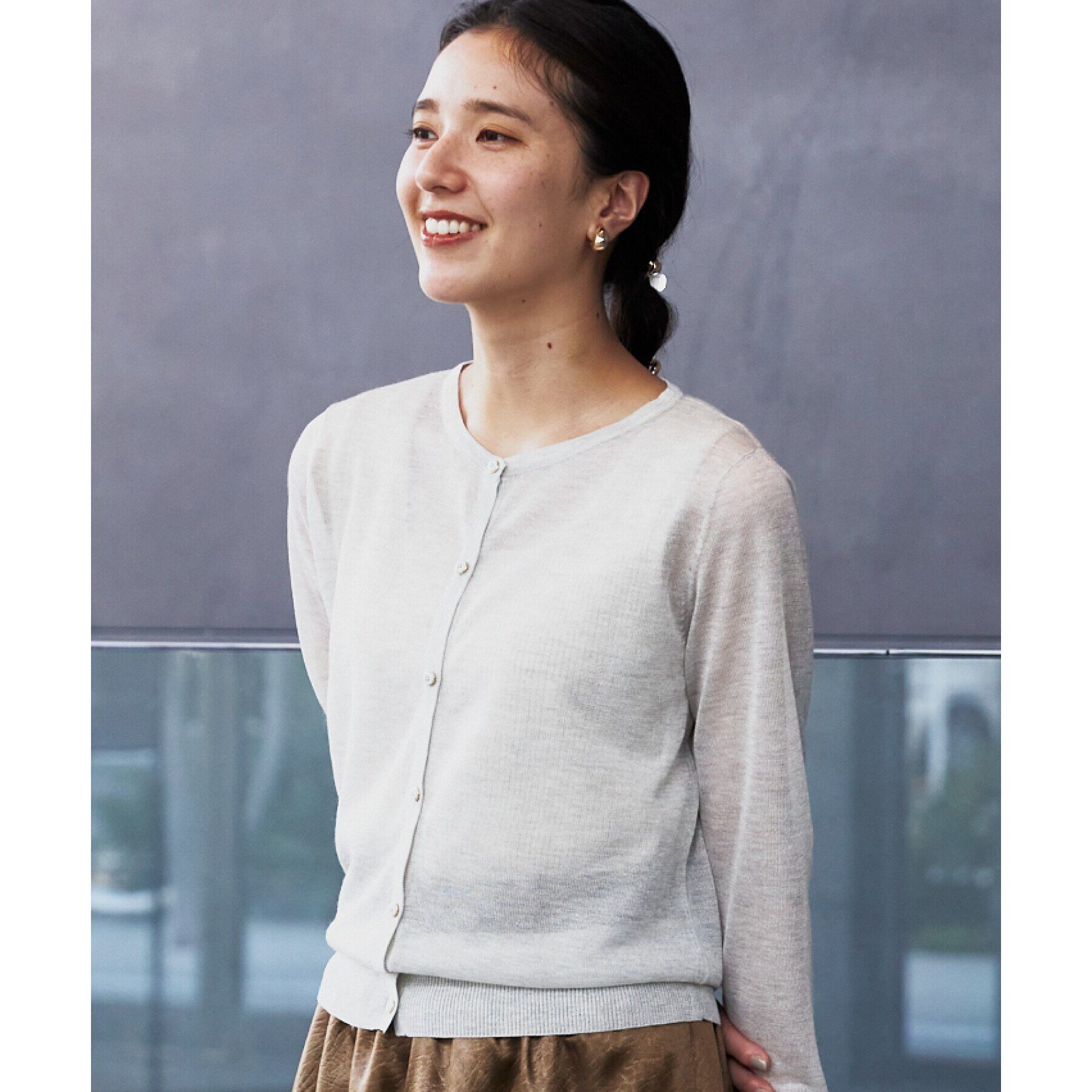 THE SHOP TK「【上品な透け感】シアークルーカーディガン/洗える」|カーディガン|