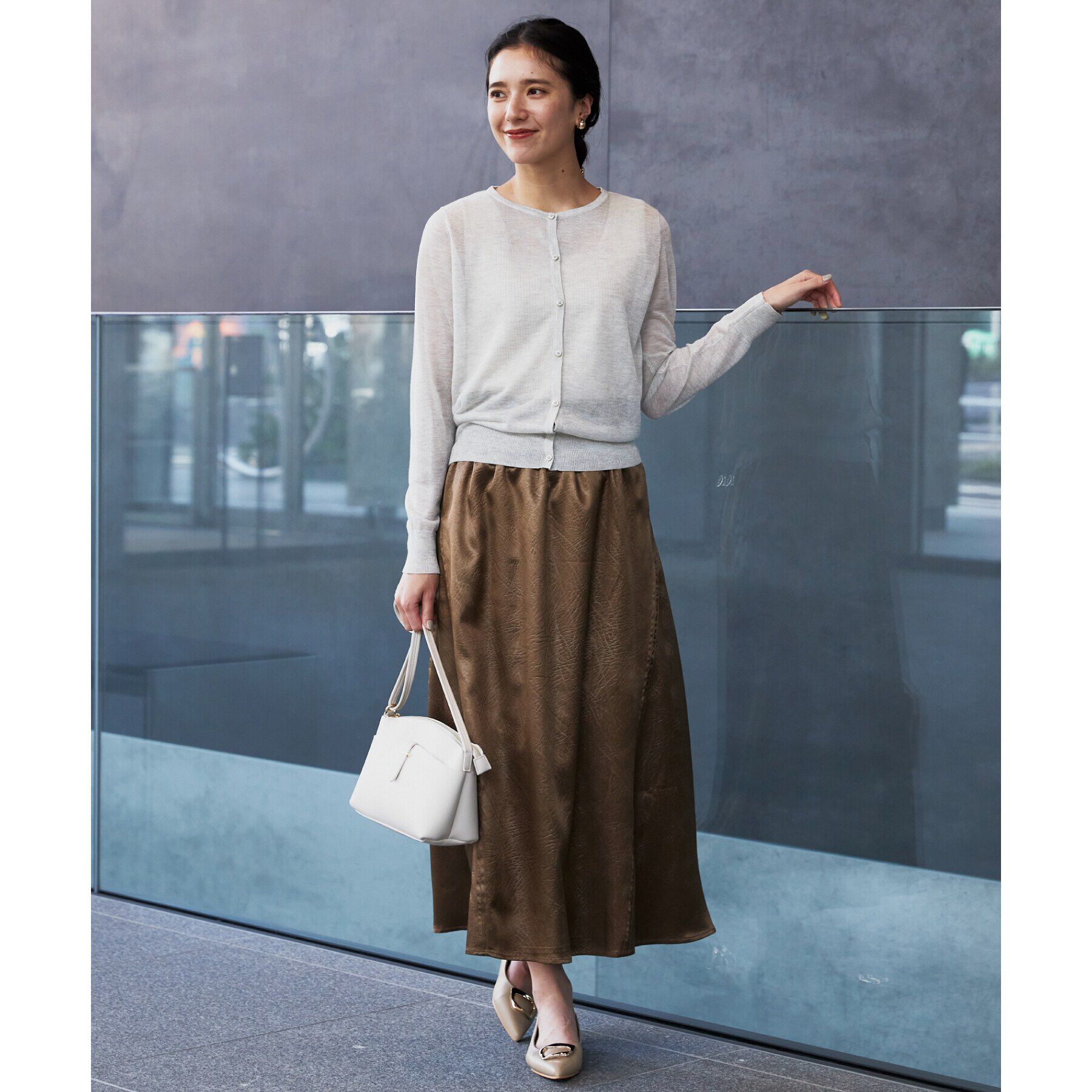 THE SHOP TK「【上品な透け感】シアークルーカーディガン/洗える」|カーディガン|