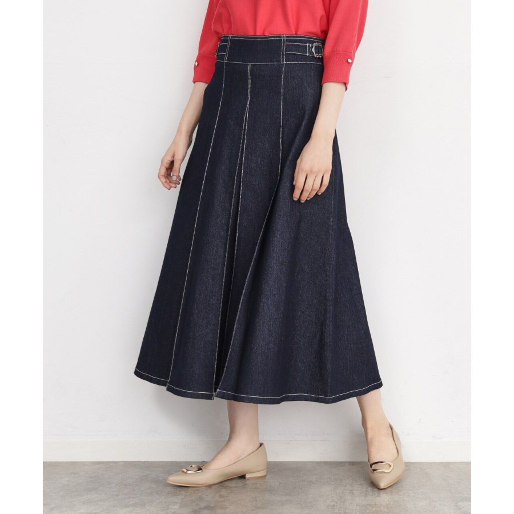 THE SHOP TK「【オールシーズン】デニムタックスカート/洗える」|スカート|