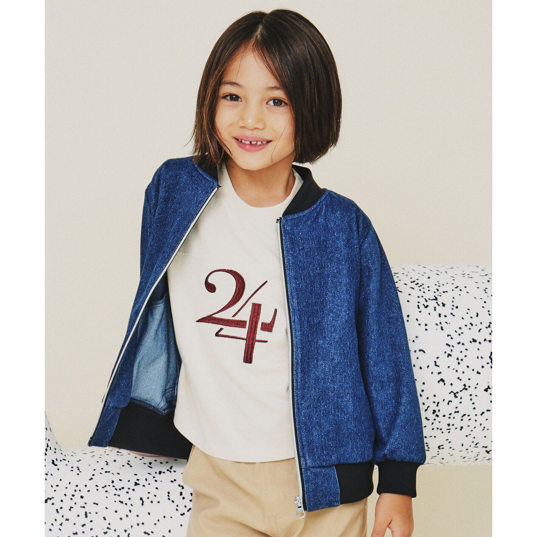 THE SHOP TK「【110-160】オーガビッツナンバー刺繍7分袖Tシャツ」|Tシャツ・カットソー|