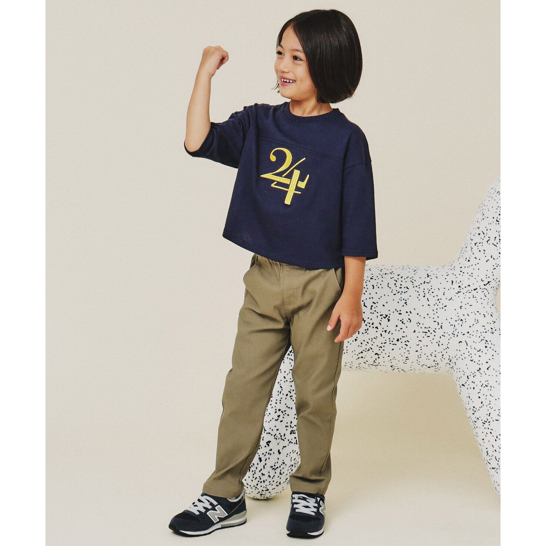 THE SHOP TK「【110-160】オーガビッツナンバー刺繍7分袖Tシャツ」|Tシャツ・カットソー|