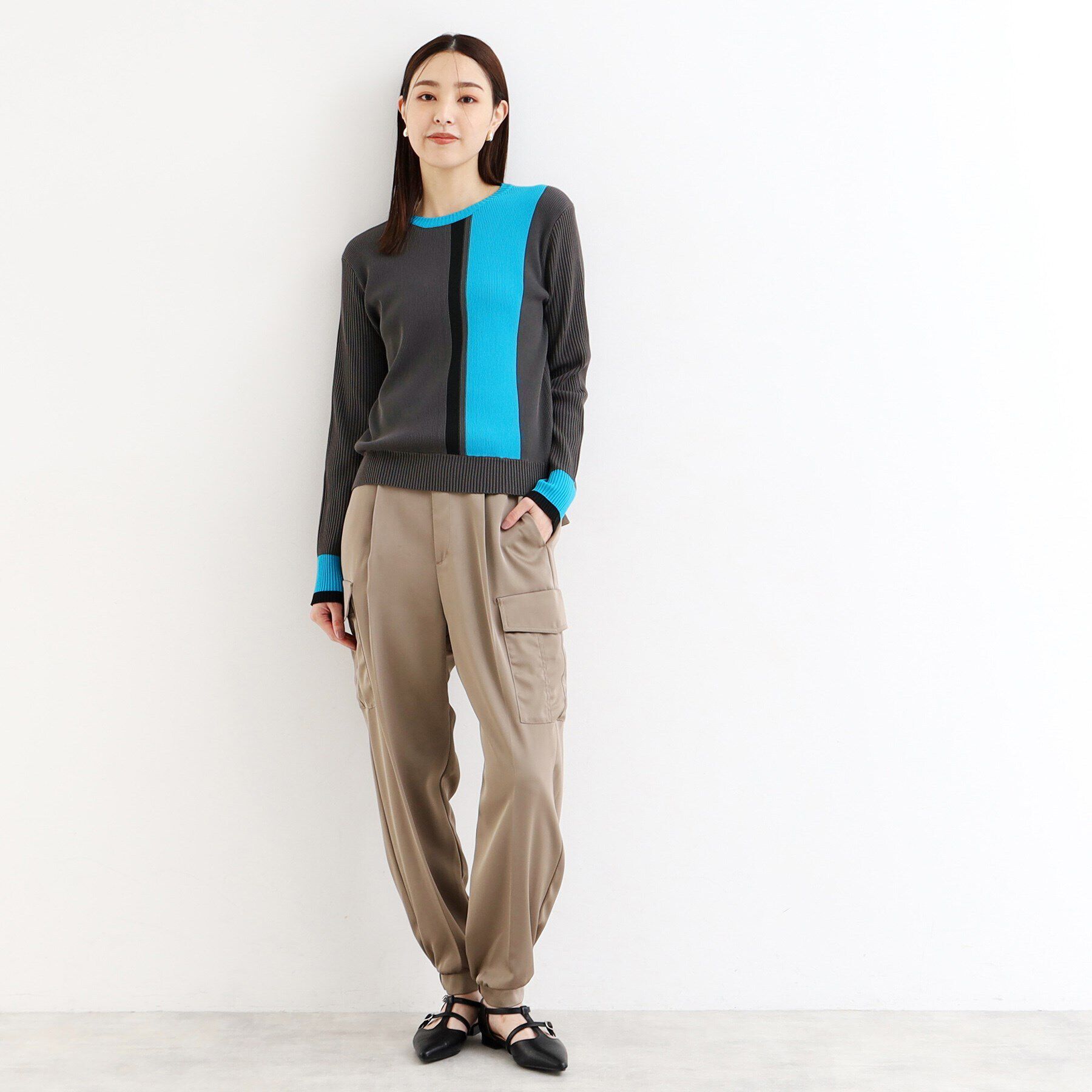 THE SHOP TK「ストライプ配色リブニット【洗える】」|ニット・セーター|