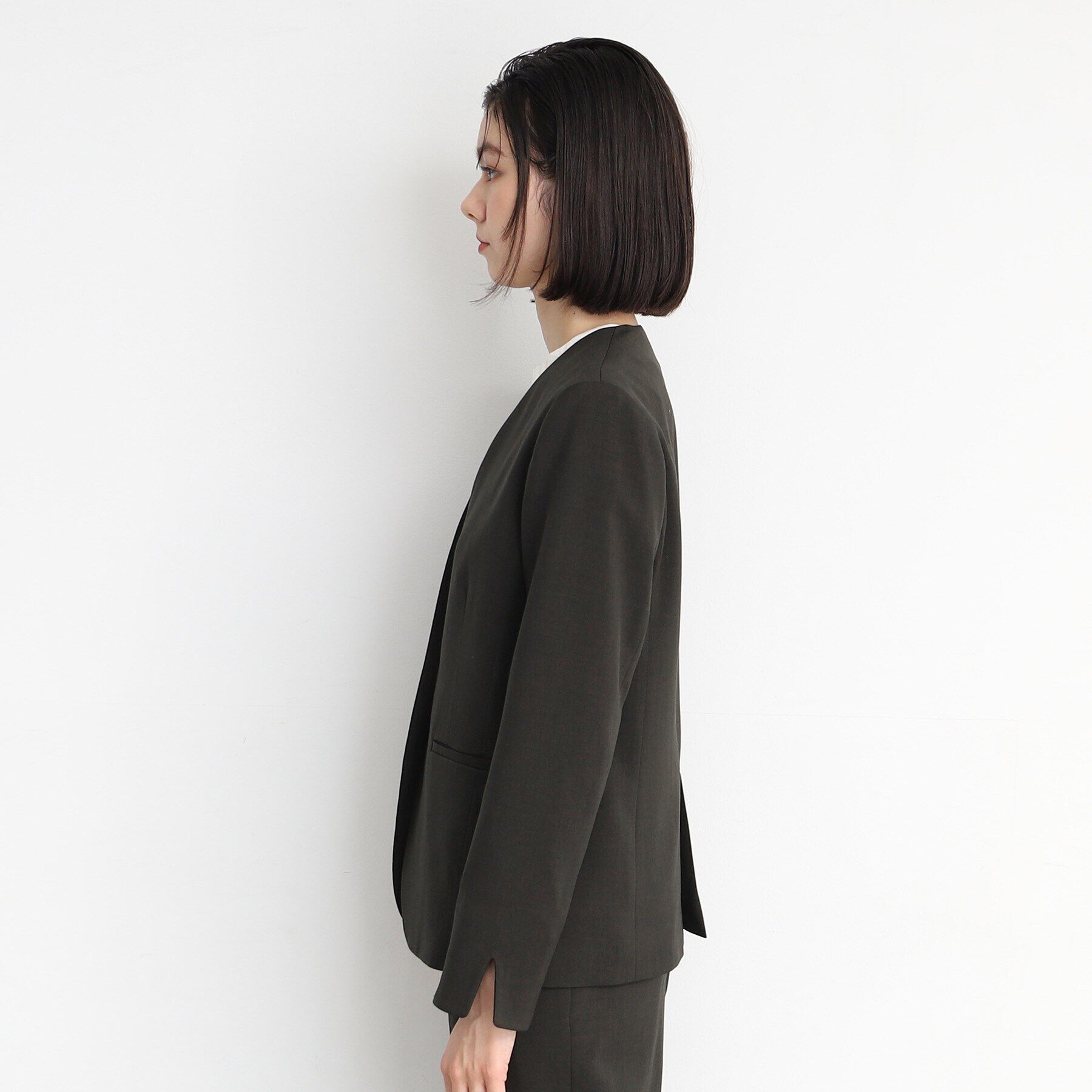 THE SHOP TK「【セットアップ可】シャークスキンノーカラージャケット」|ノーカラージャケット|