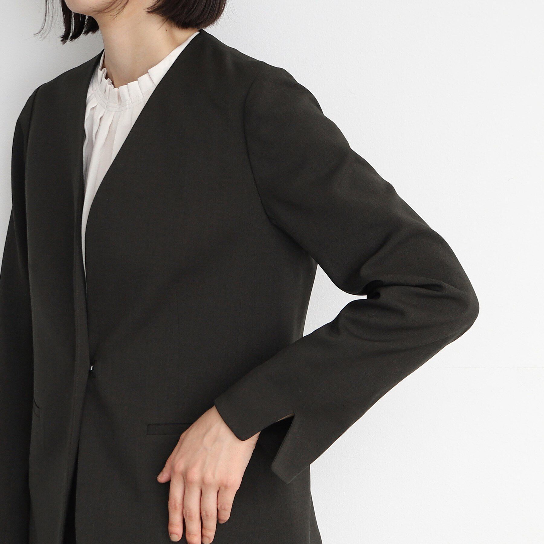 THE SHOP TK「【セットアップ可】シャークスキンノーカラージャケット」|ノーカラージャケット|