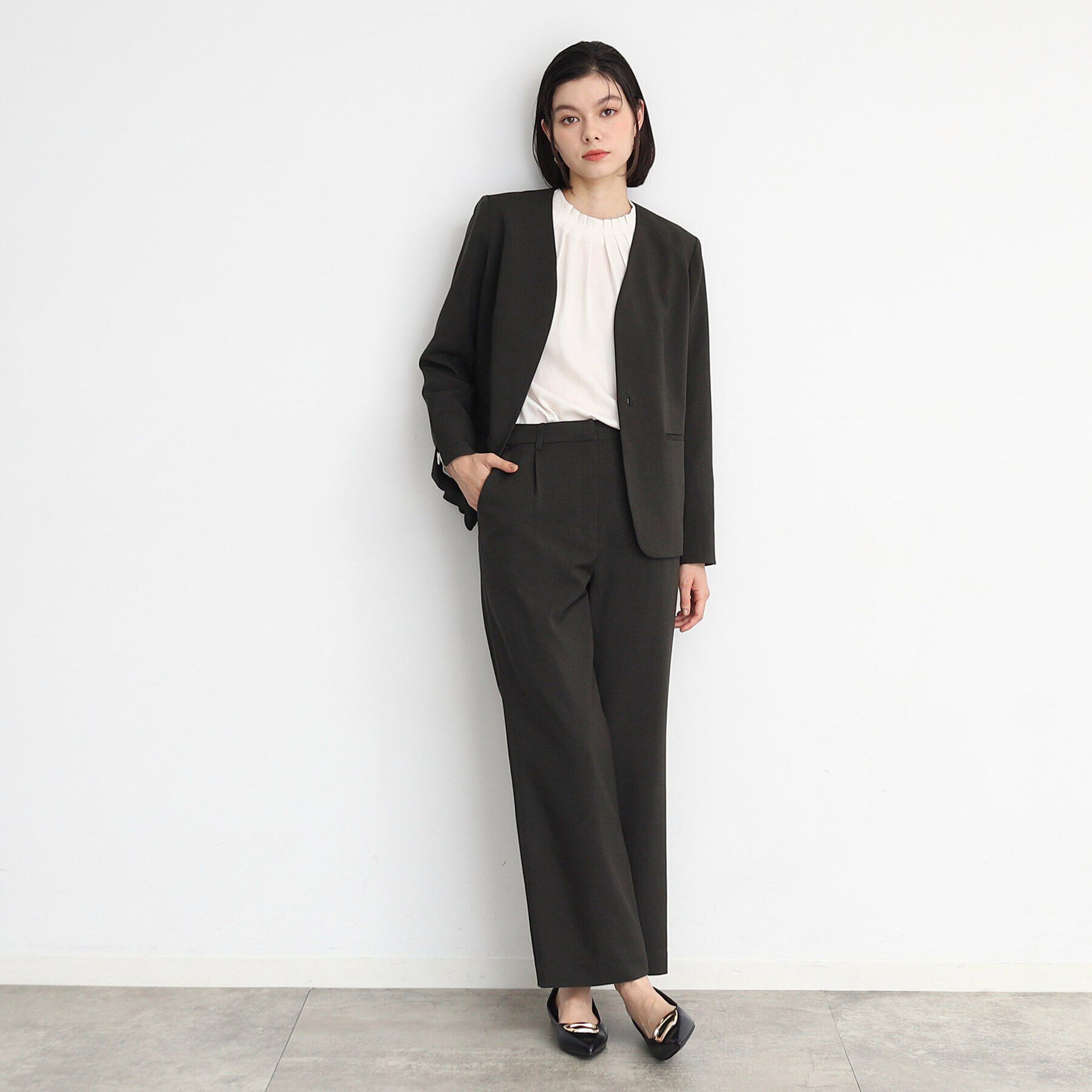 THE SHOP TK「【セットアップ可】シャークスキンノーカラージャケット」|ノーカラージャケット|