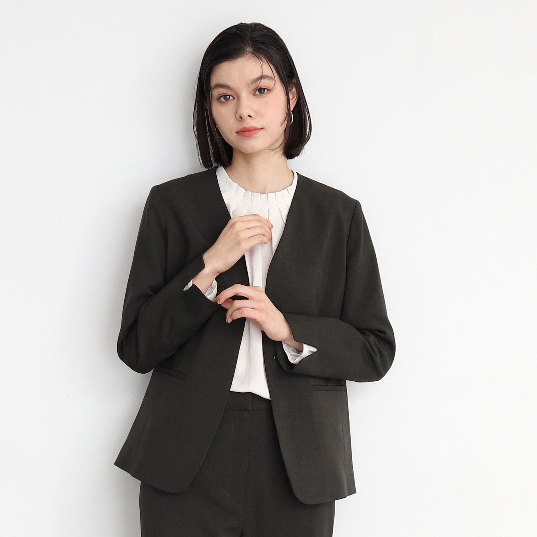 THE SHOP TK「【セットアップ可】シャークスキンノーカラージャケット」|ノーカラージャケット|