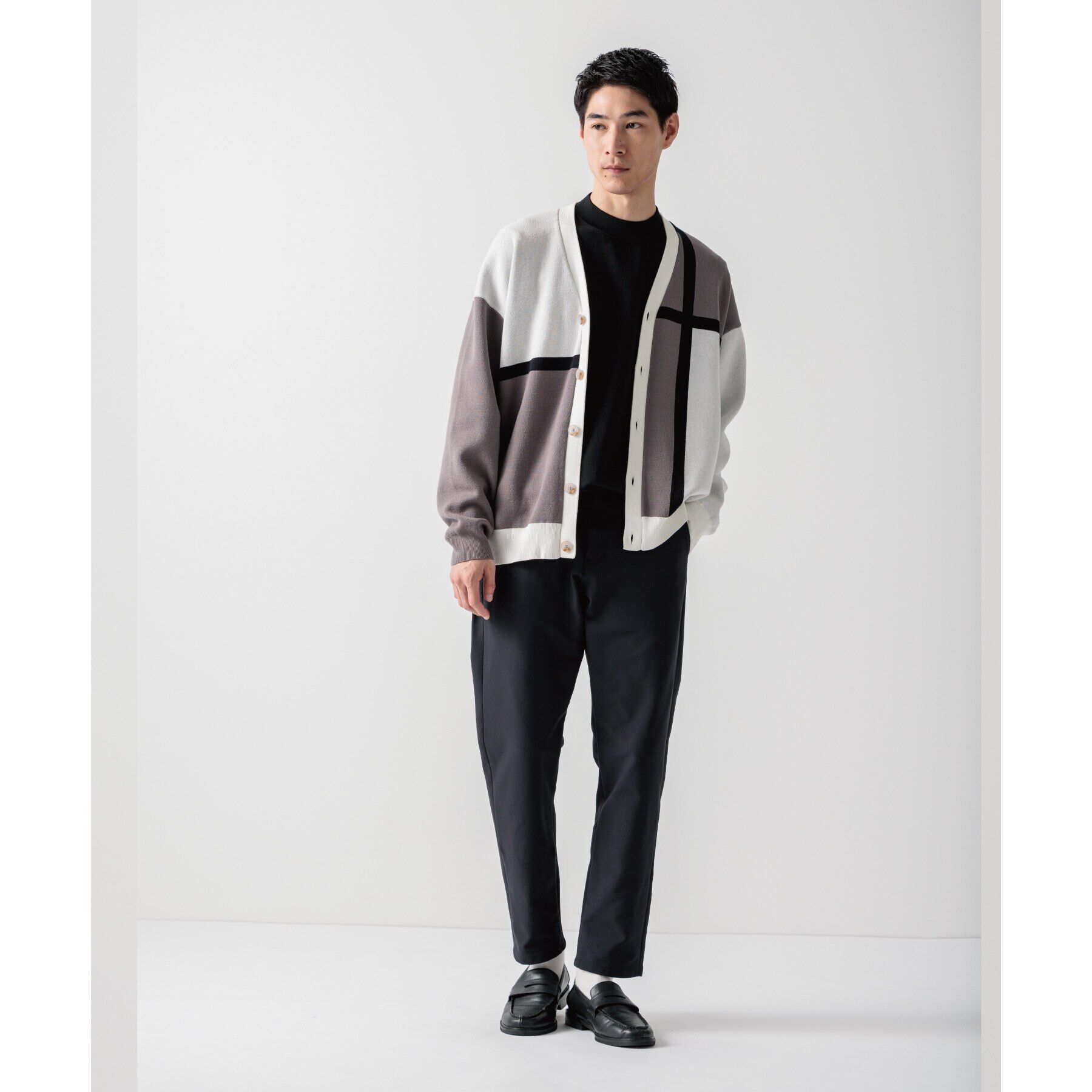 THE SHOP TK「パネルジャカードニットカーディガン」|カーディガン|