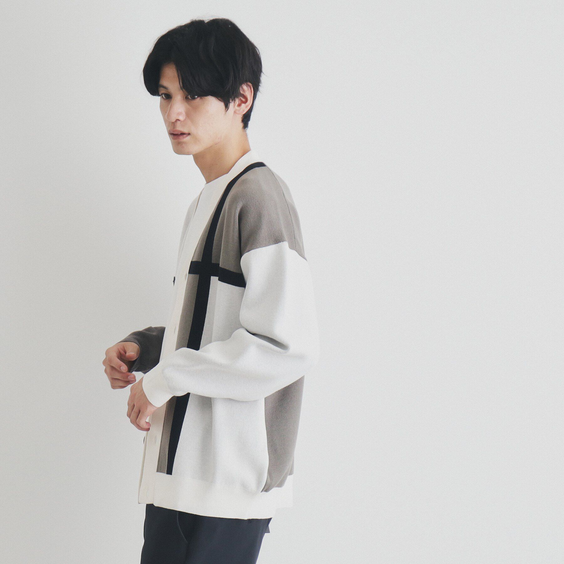 THE SHOP TK「パネルジャカードニットカーディガン」|カーディガン|