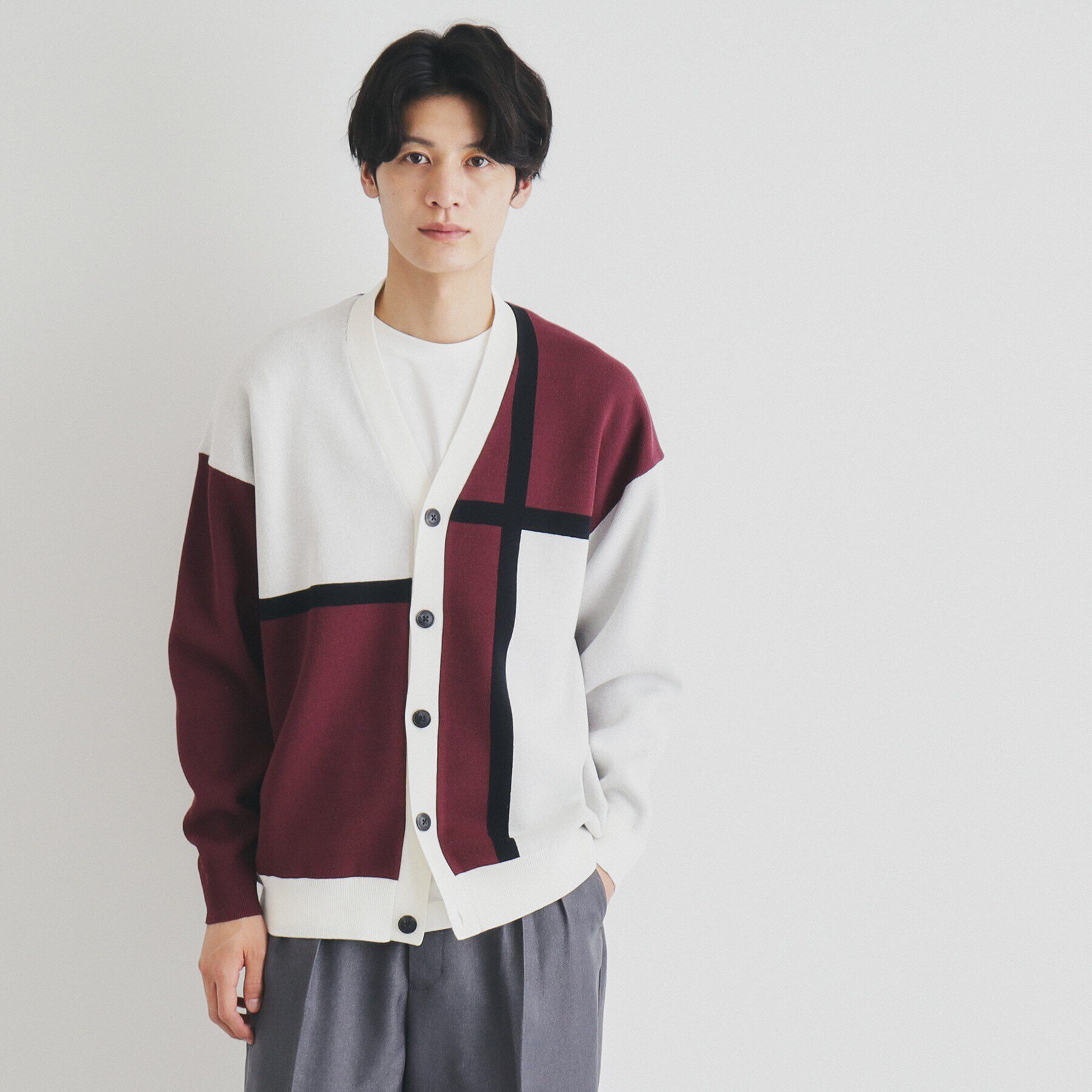 THE SHOP TK「パネルジャカードニットカーディガン」|カーディガン|