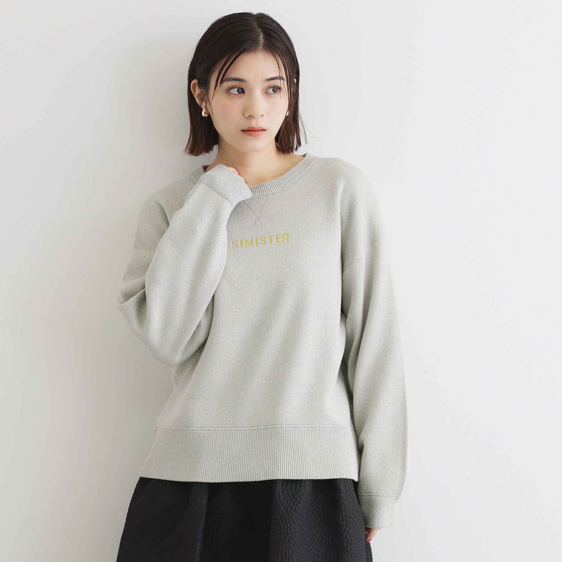 THE SHOP TK「ラメジャカードロゴニット」|ニット・セーター|グレー(012)