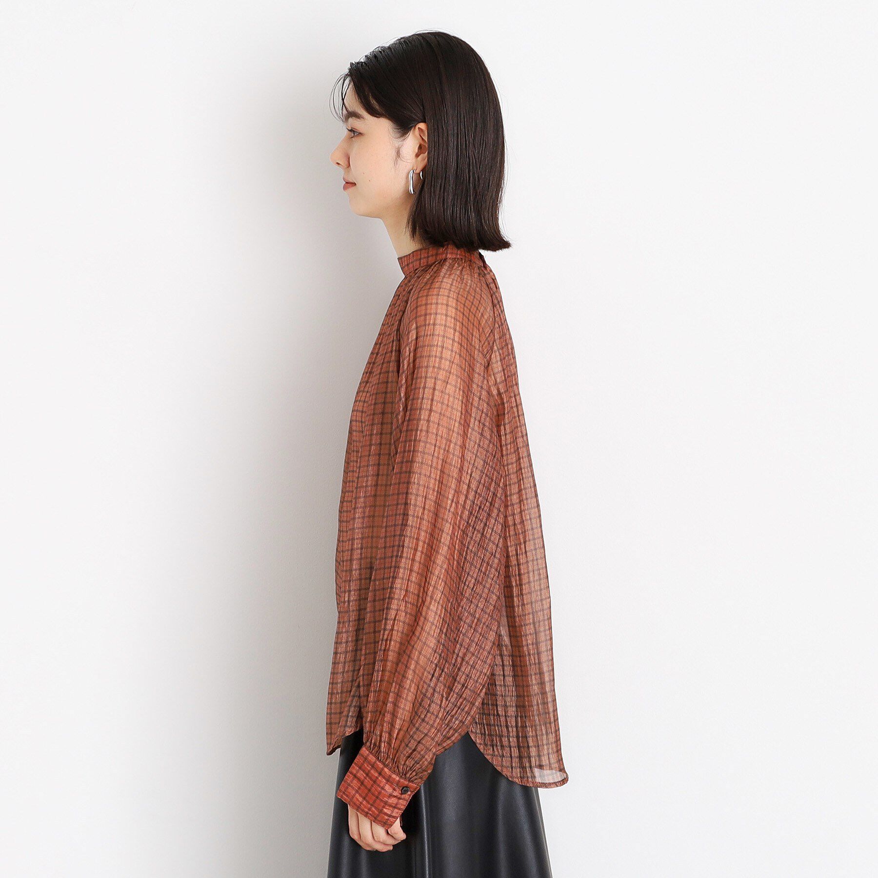 THE SHOP TK「シアーチェックプリントブラウス」|シャツ・ブラウス|