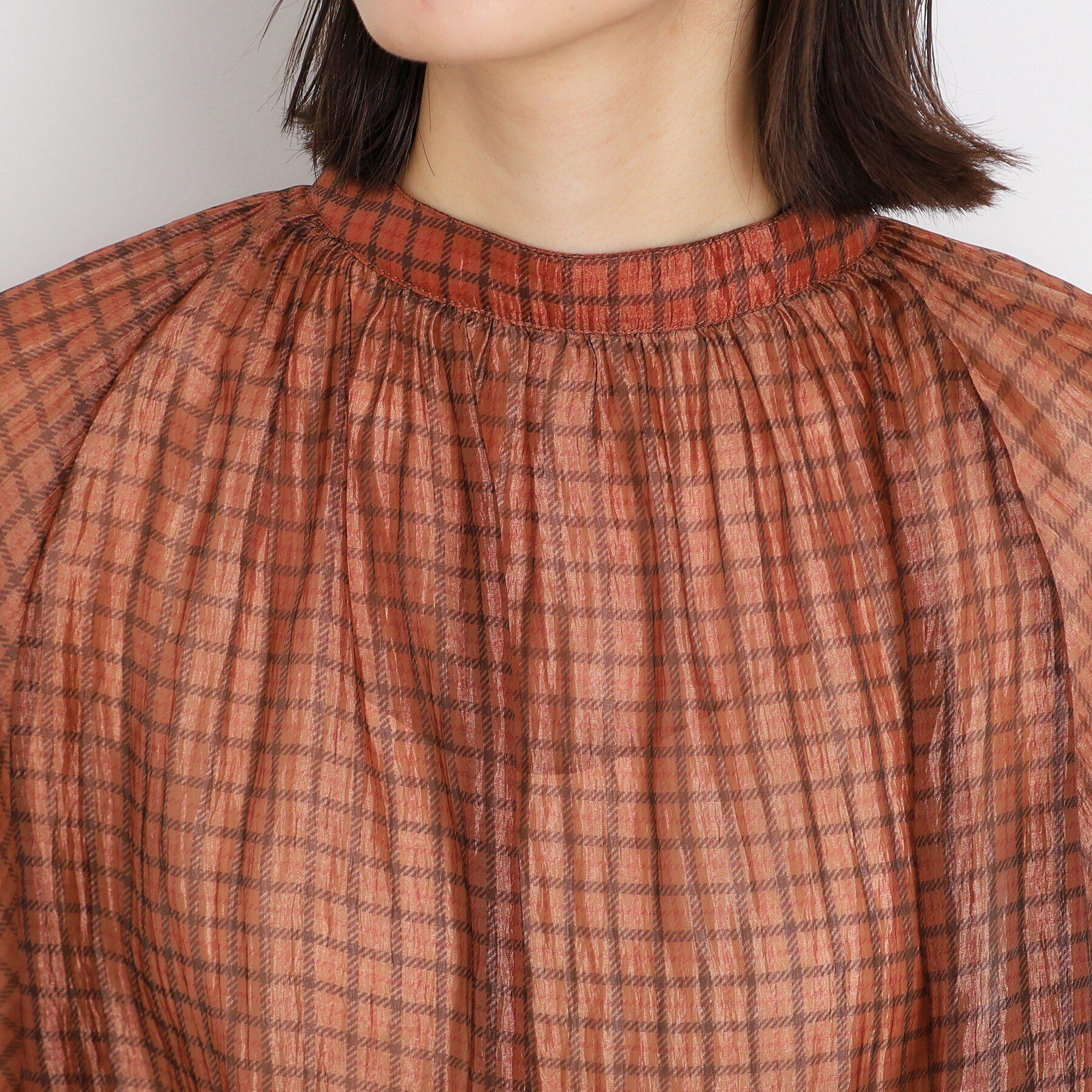 THE SHOP TK「シアーチェックプリントブラウス」|シャツ・ブラウス|