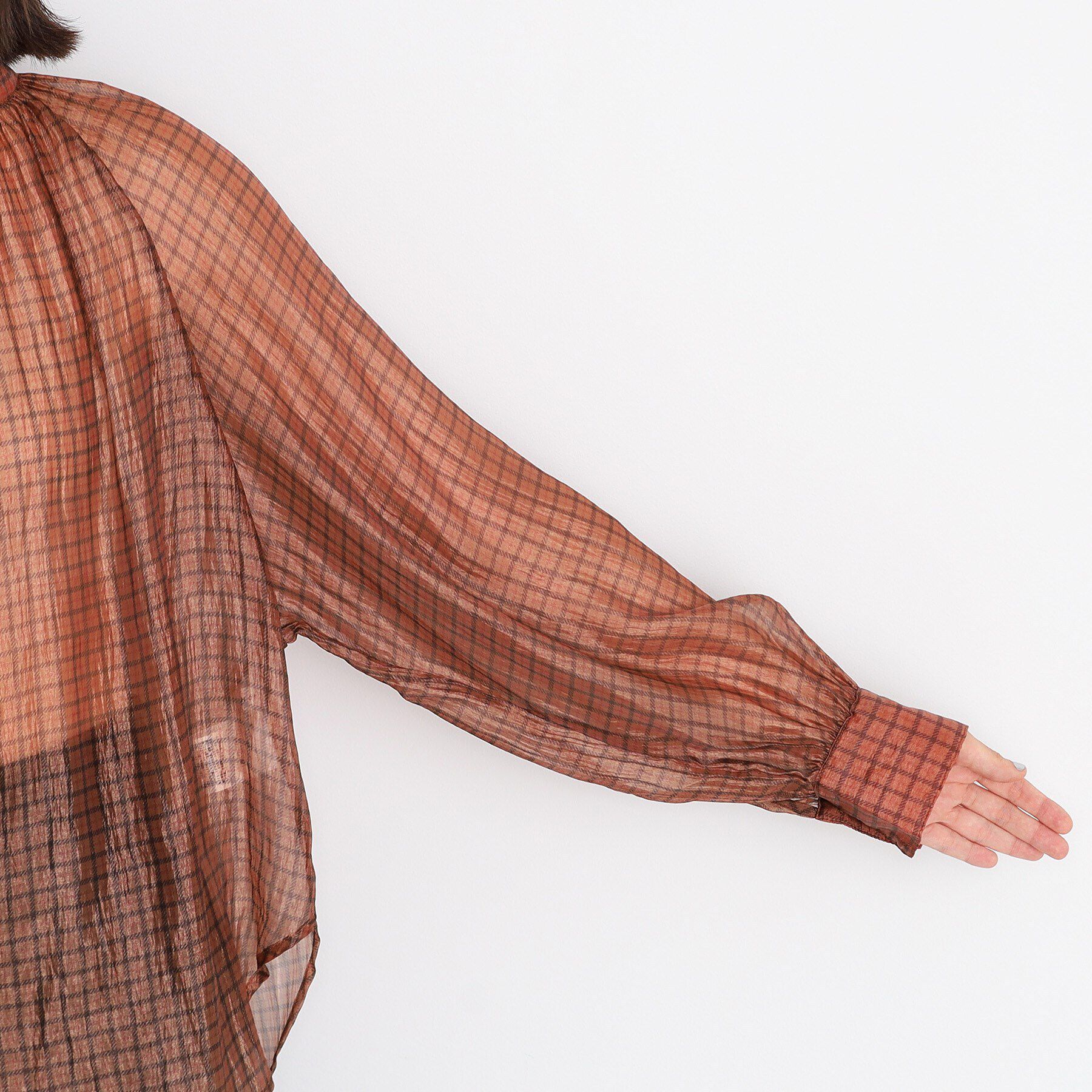 THE SHOP TK「シアーチェックプリントブラウス」|シャツ・ブラウス|