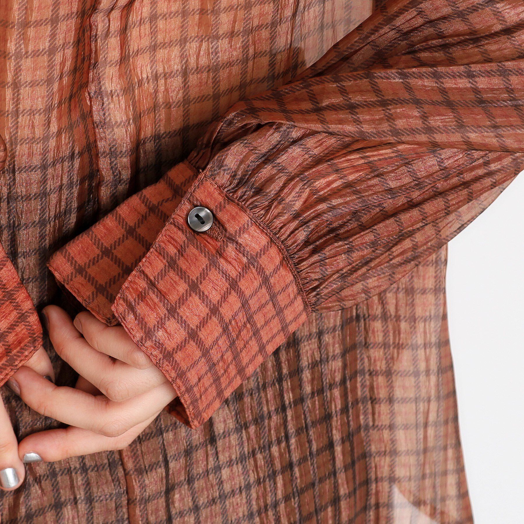 THE SHOP TK「シアーチェックプリントブラウス」|シャツ・ブラウス|