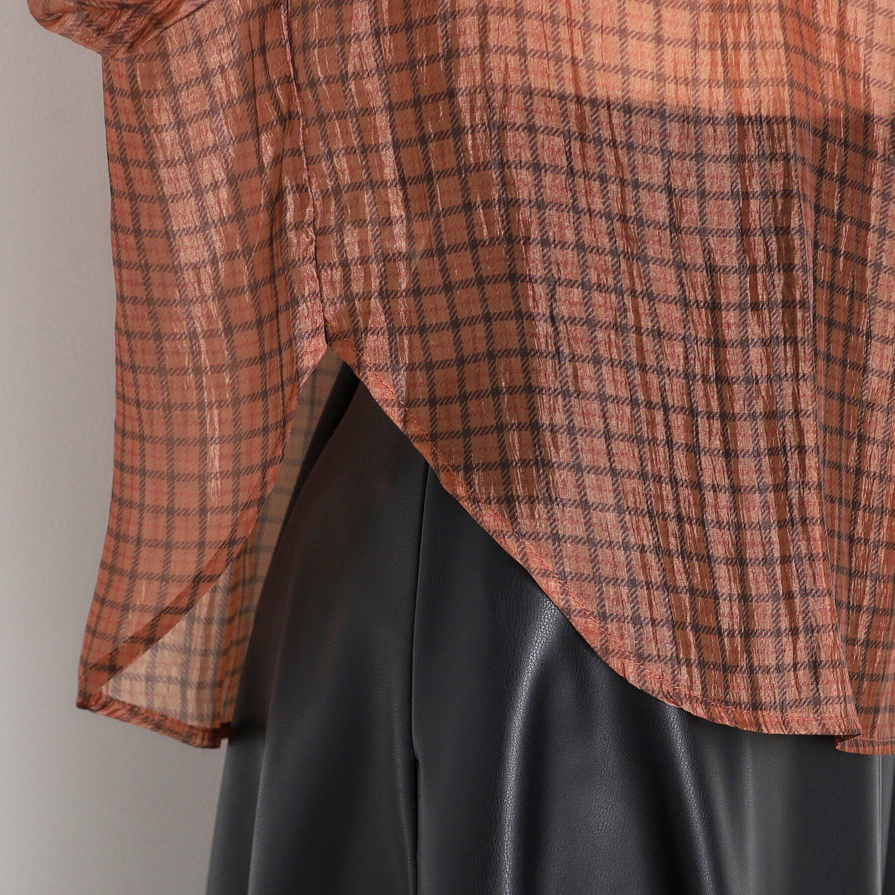 THE SHOP TK「シアーチェックプリントブラウス」|シャツ・ブラウス|