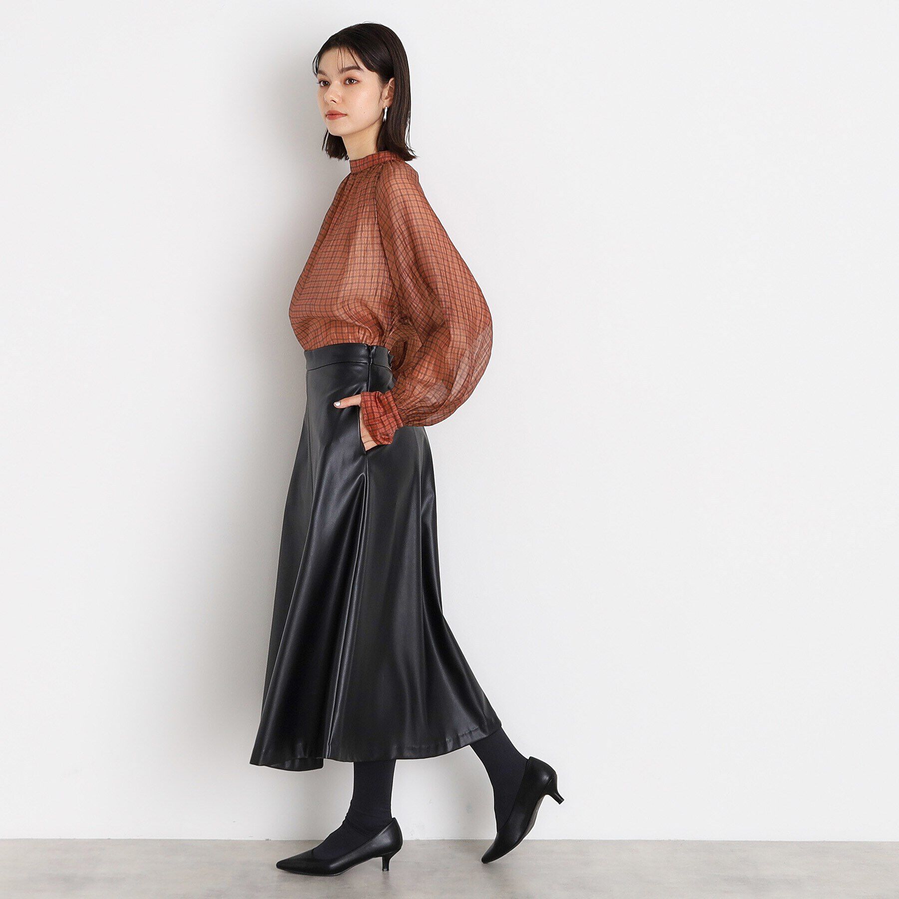 THE SHOP TK「シアーチェックプリントブラウス」|シャツ・ブラウス|