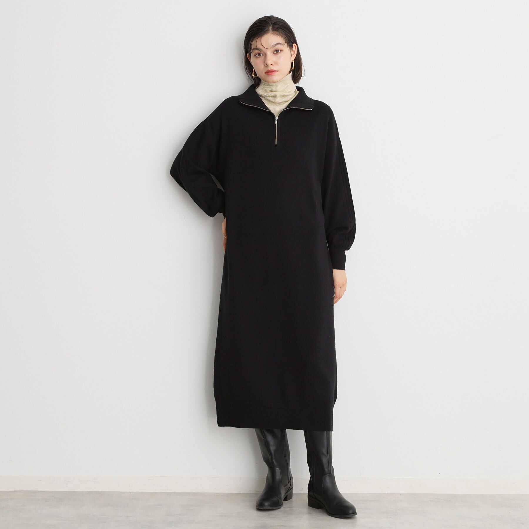 THE SHOP TK「【毛玉になりにくい/静電気防止】ハーフジップワンピース/洗える」|ワンピース|