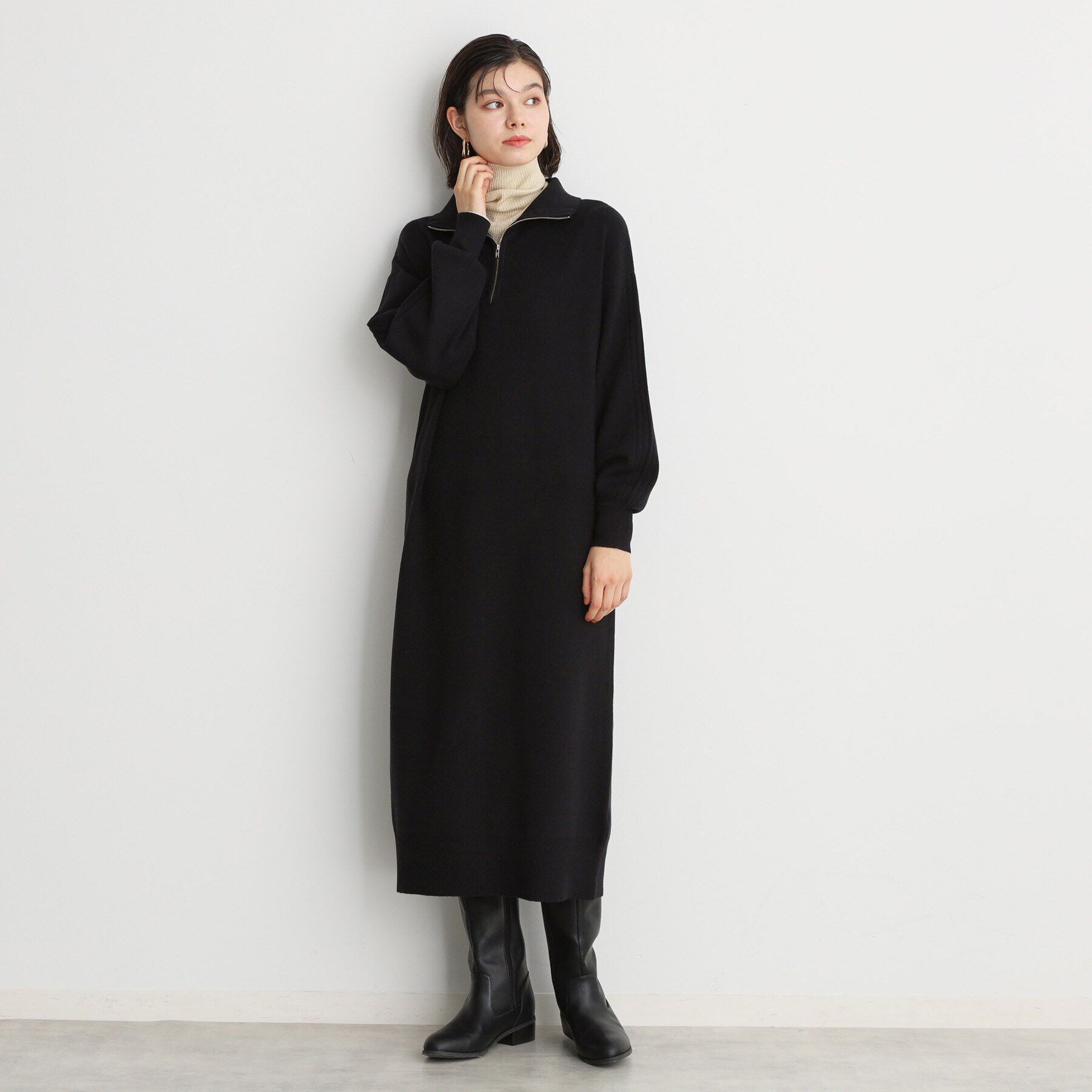 THE SHOP TK「【毛玉になりにくい/静電気防止】ハーフジップワンピース/洗える」|ワンピース|