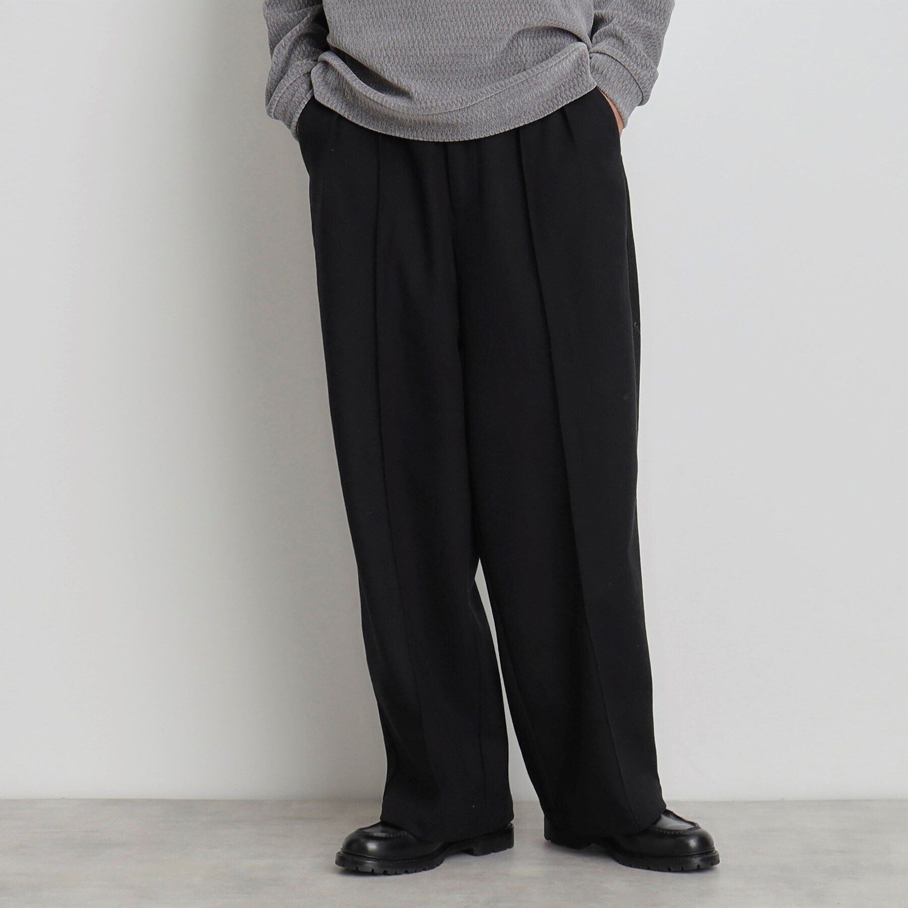 THE SHOP TK「タックワイドスラックス ブラック／グレンチェック／ブラウンチェック」|その他|