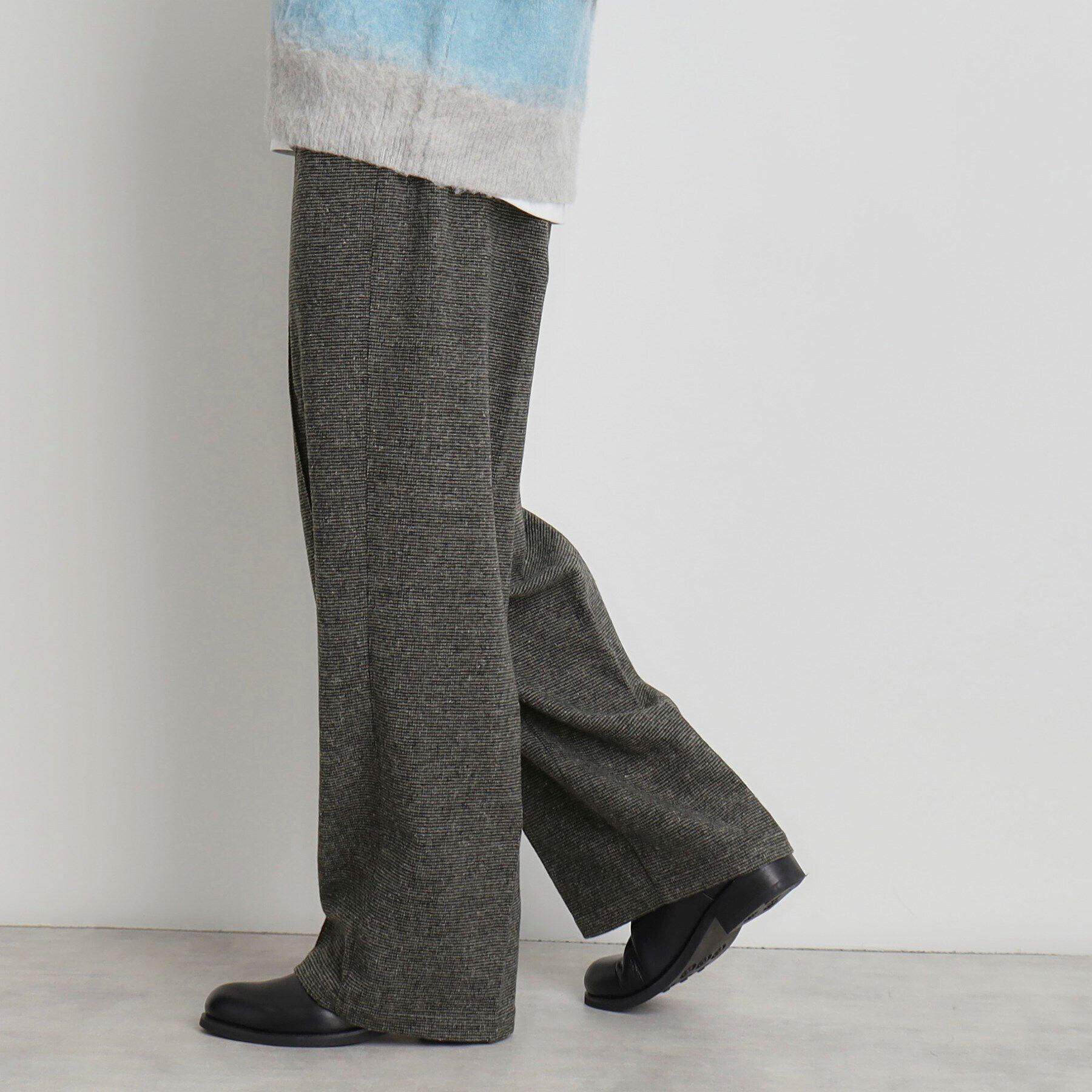 THE SHOP TK「タックワイドスラックス ブラック／グレンチェック／ブラウンチェック」|その他|