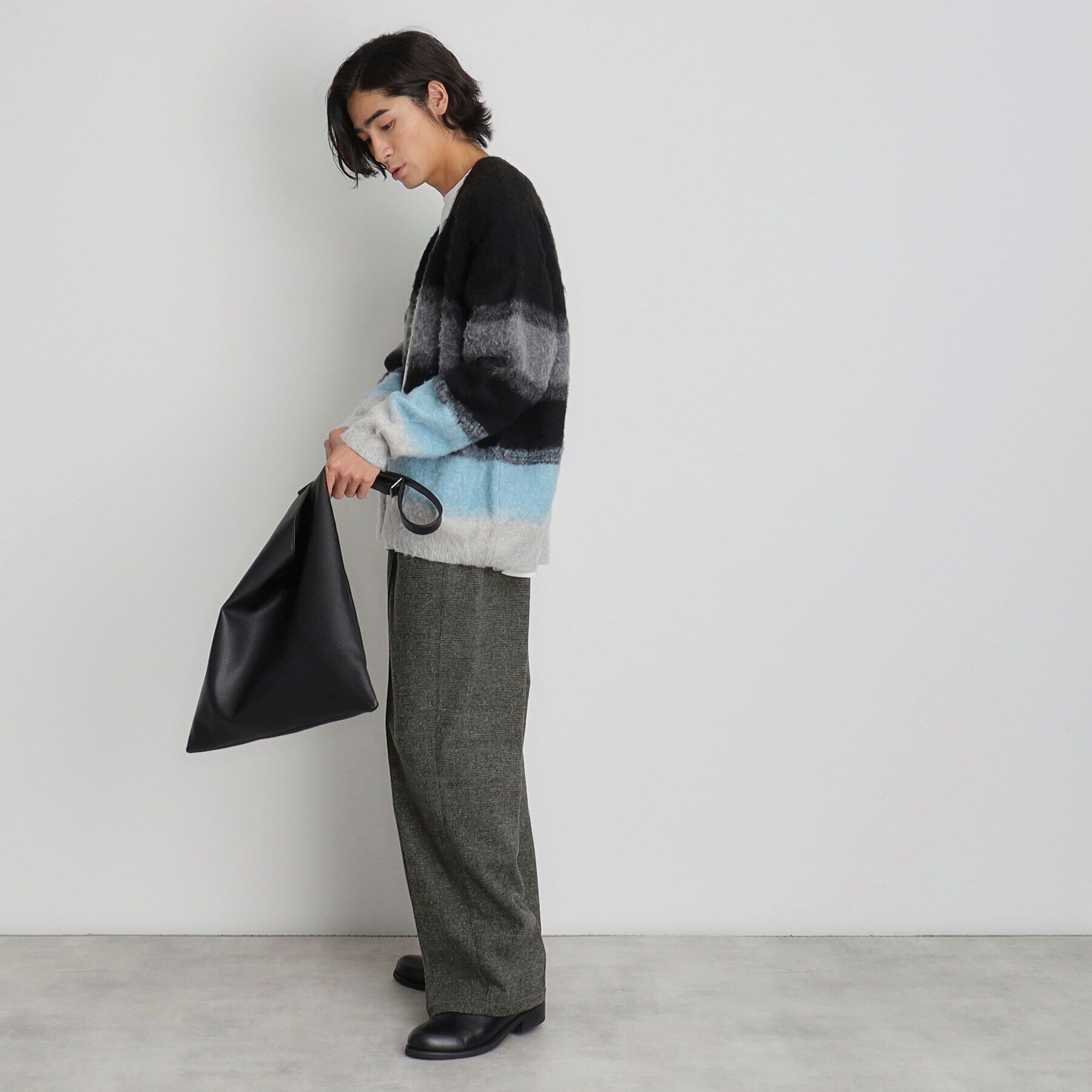 THE SHOP TK「タックワイドスラックス ブラック／グレンチェック／ブラウンチェック」|その他|