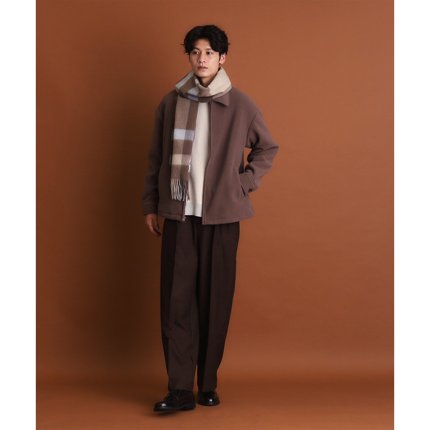 THE SHOP TK「ウールブロックチェックシングルマフラー ユニセックス」|ストール|