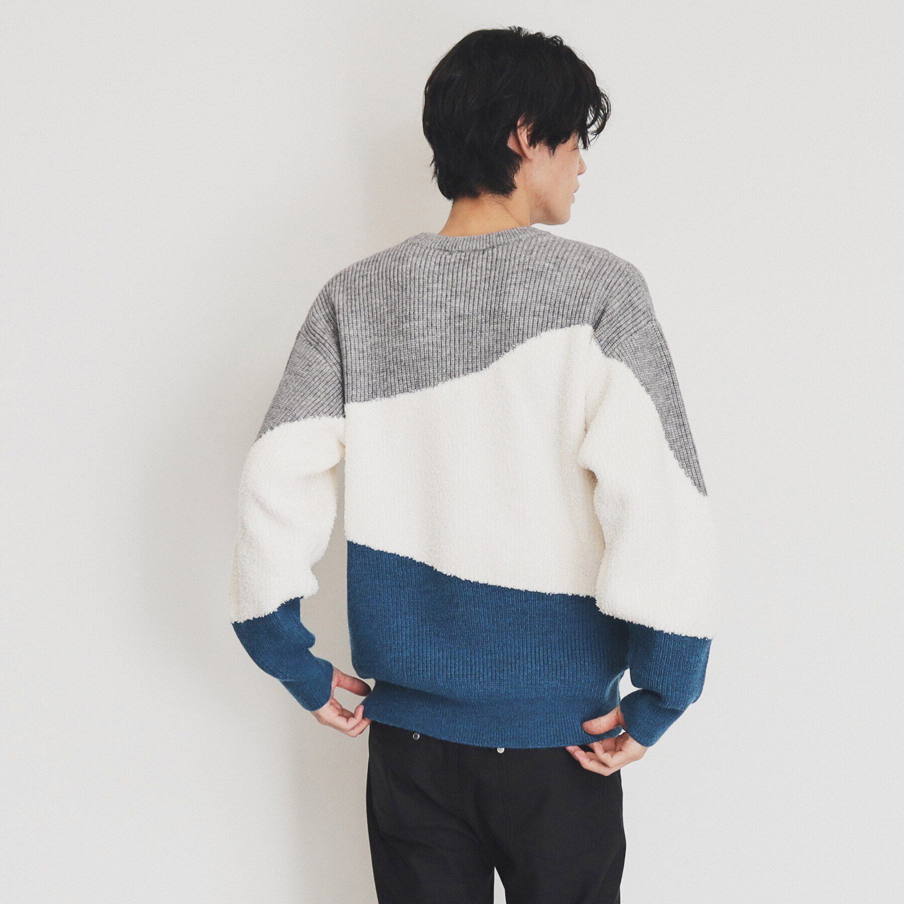 THE SHOP TK「フェザー切替ウェーブプルオーバー」|ニット・セーター|