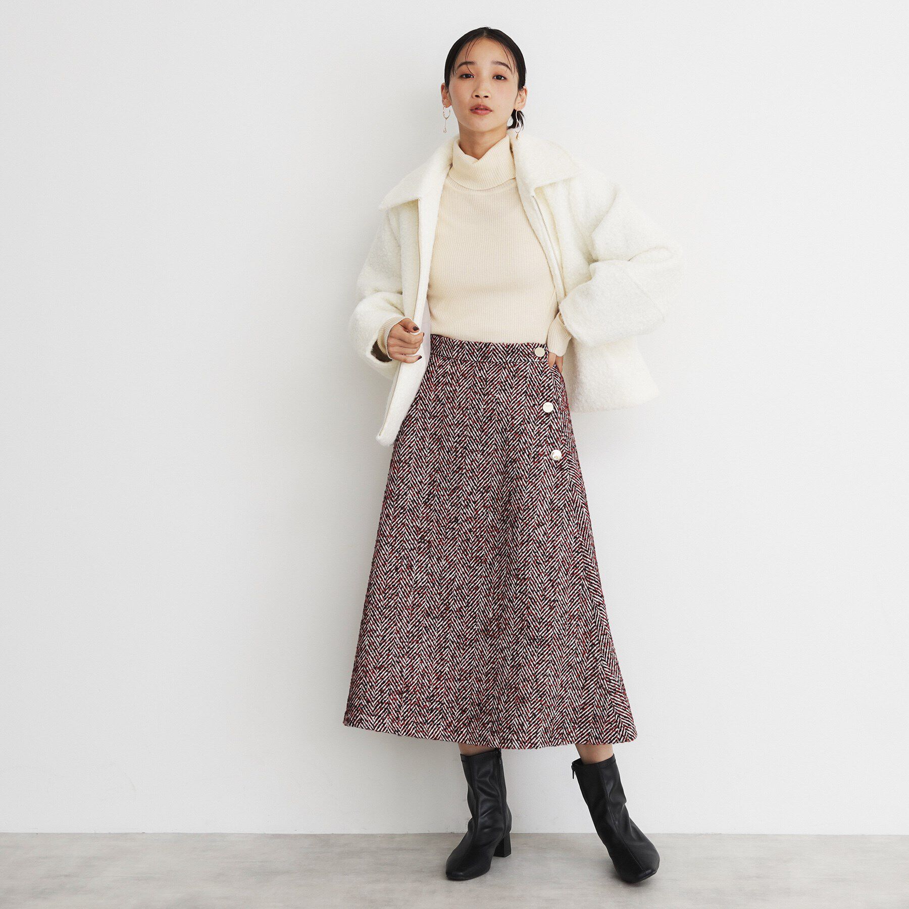 THE SHOP TK「MIXへリンボンフレアスカート」|スカート|