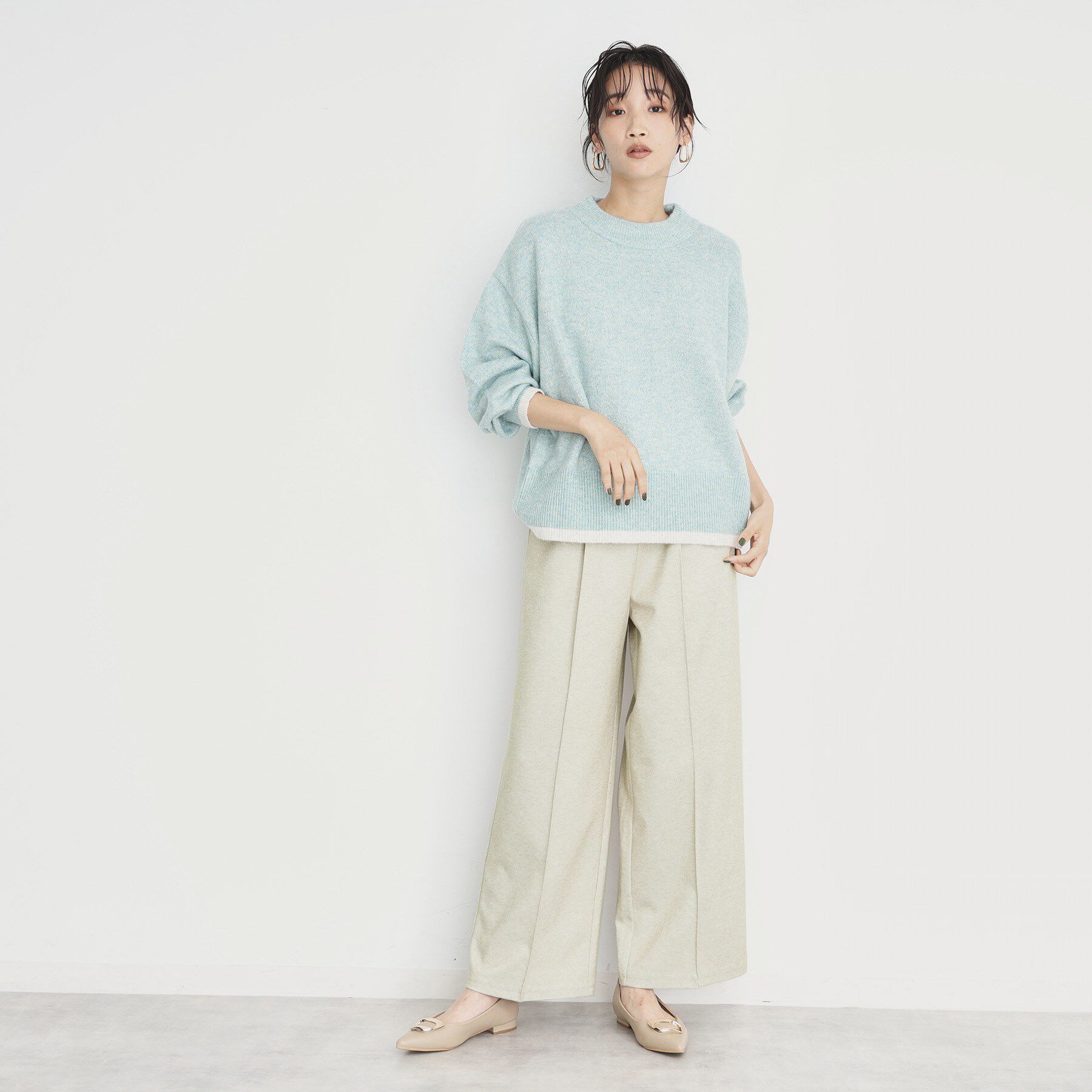 THE SHOP TK「【洗えるパンツ/あったかキレイ】メランジ起毛ワイドパンツ」|その他|